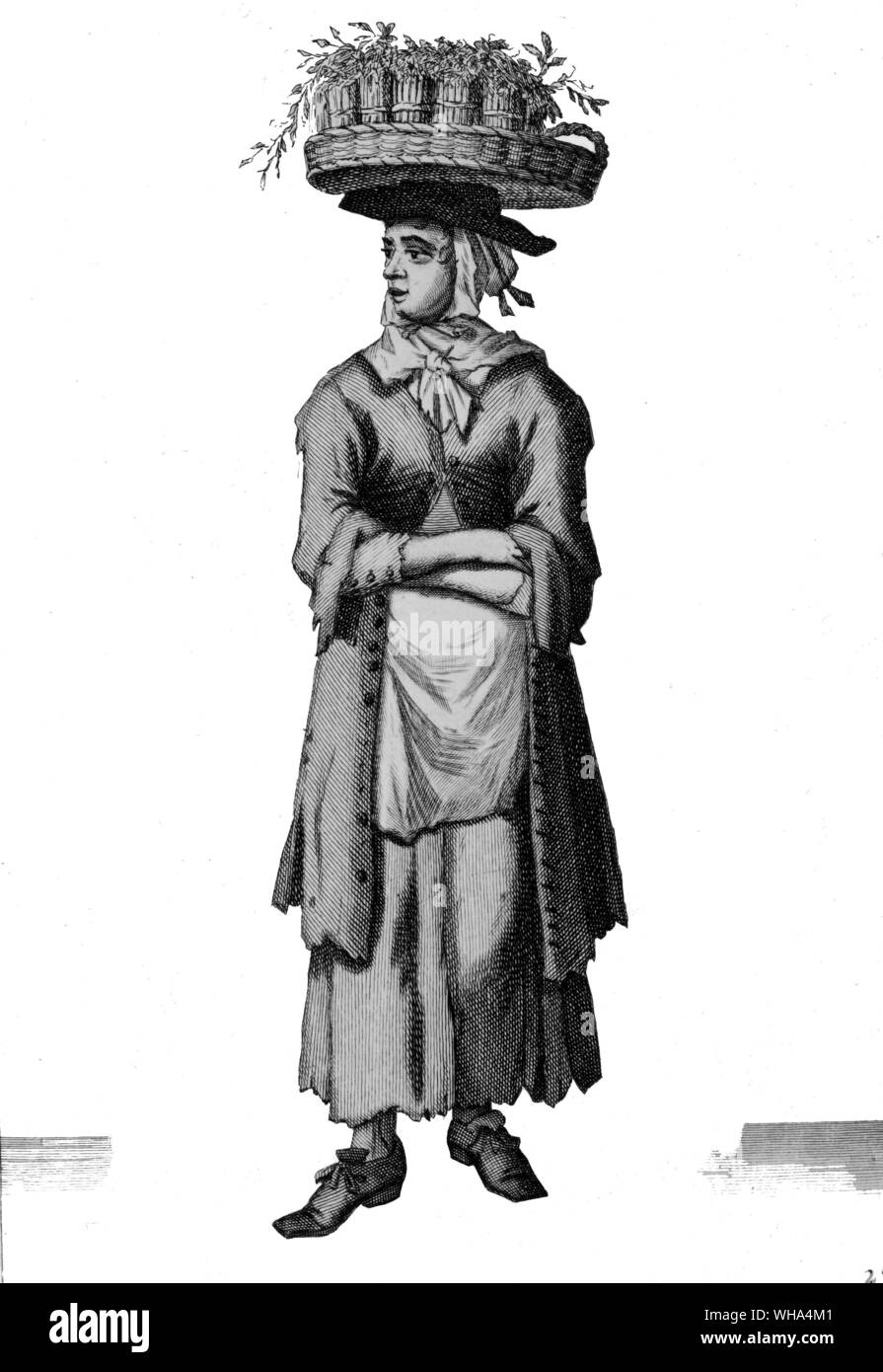 Eine herrliche Sache, es ist die Stadt voller Leute wieder zu sehen... und Geschäfte zu öffnen beginnen." (5. Januar 1666) Straße Schreie, von Zeichnungen von Marcellus Ulpius II 1688-9. Diese Zahl ist mit dem Titel "Reif Speragas'. Von Pepys, Samuel Englisch tagebuchschreibers und Naval Administrator; gehalten Tagebuch 1660-1669 veröffentlicht (1893-1899); Präsident der Royal Society 1633-1703 1684-1686 Stockfoto