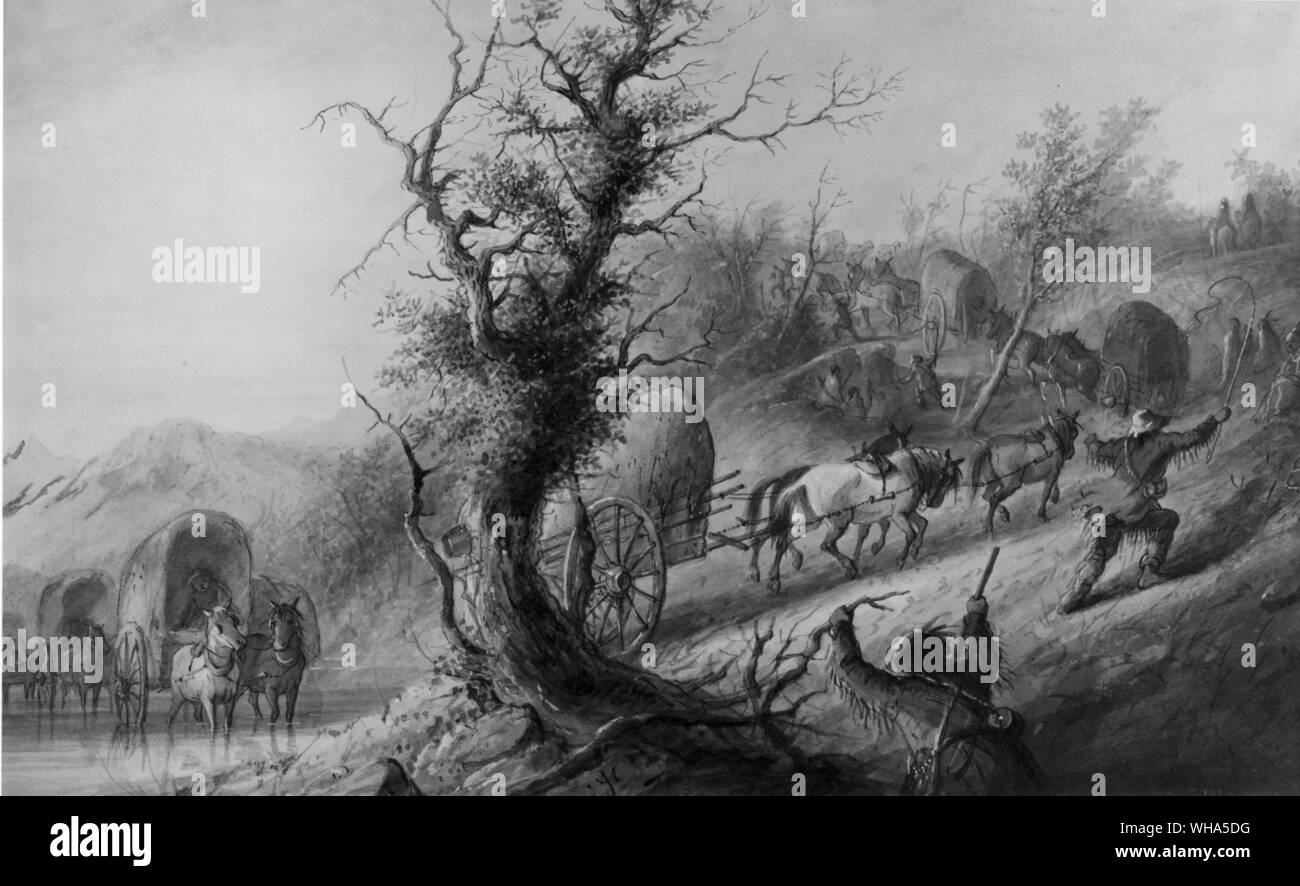 Die Landung der Chasettes. Ein J Miller 1810-1874. Inder würde nie helfen, die Karren bis zu selbst die steilsten Hügel. Stockfoto