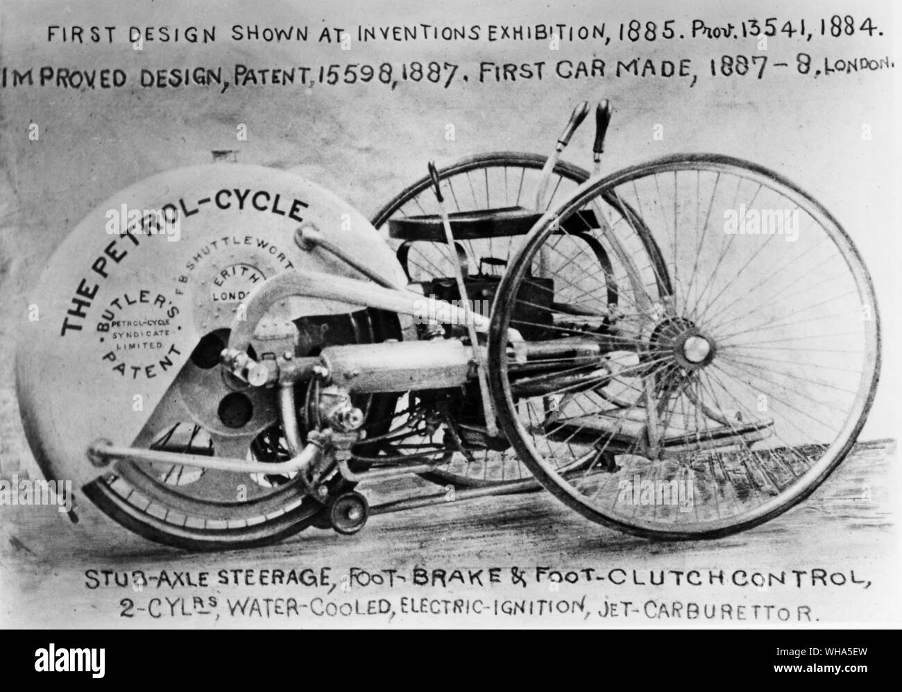 Die Benzin- Zyklus. 1885 Stockfoto