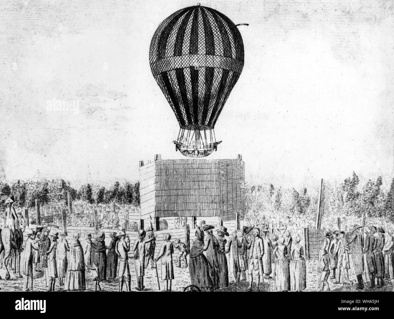 Blanchard's Ballon aufstieg. Berlin 1788 Stockfoto