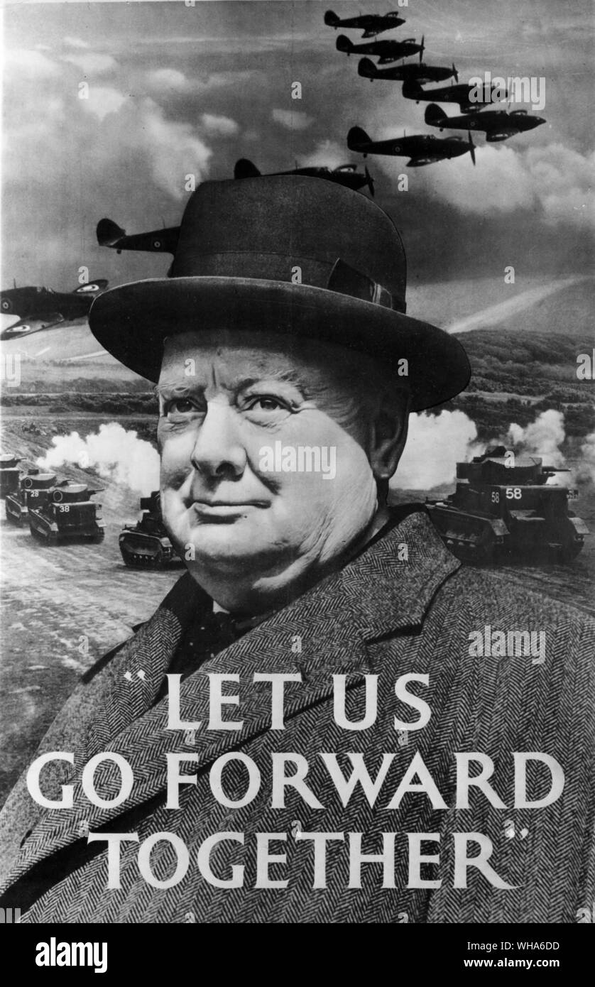Gehen wir gemeinsam. Winston Churchill den Krieg Poster Stockfoto