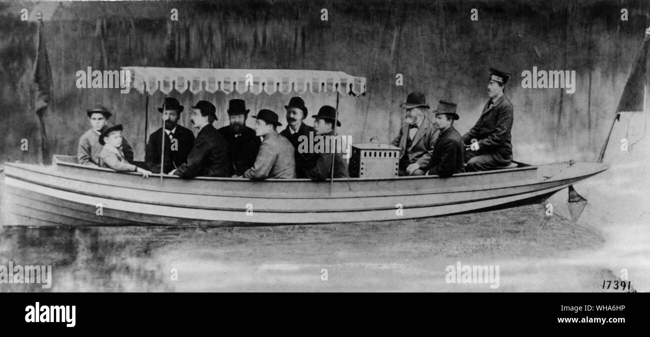 Den ersten Benzinmotor Motorboot gestartet wie der Neckar. 1887. Daimler Benz Stockfoto