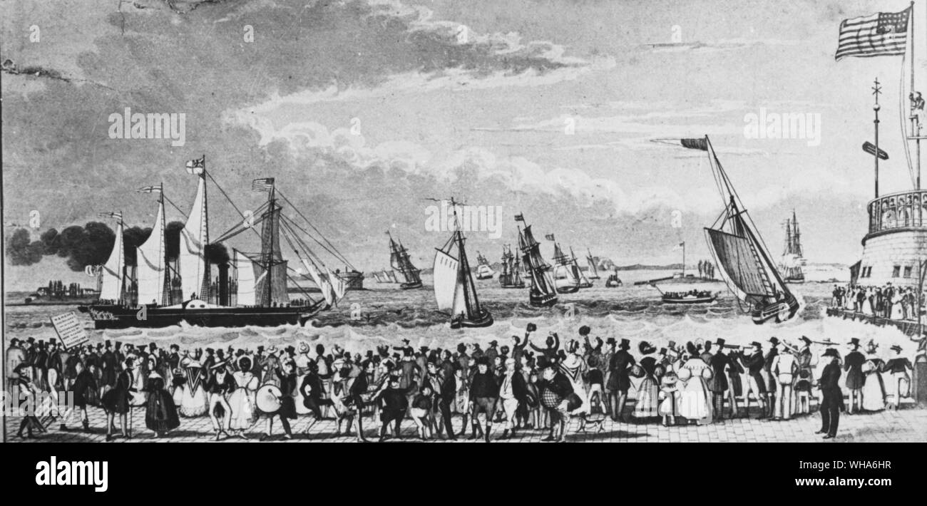 Ankunft der Great Western Dampf schiff aus New York am 23. April 1838 Stockfoto