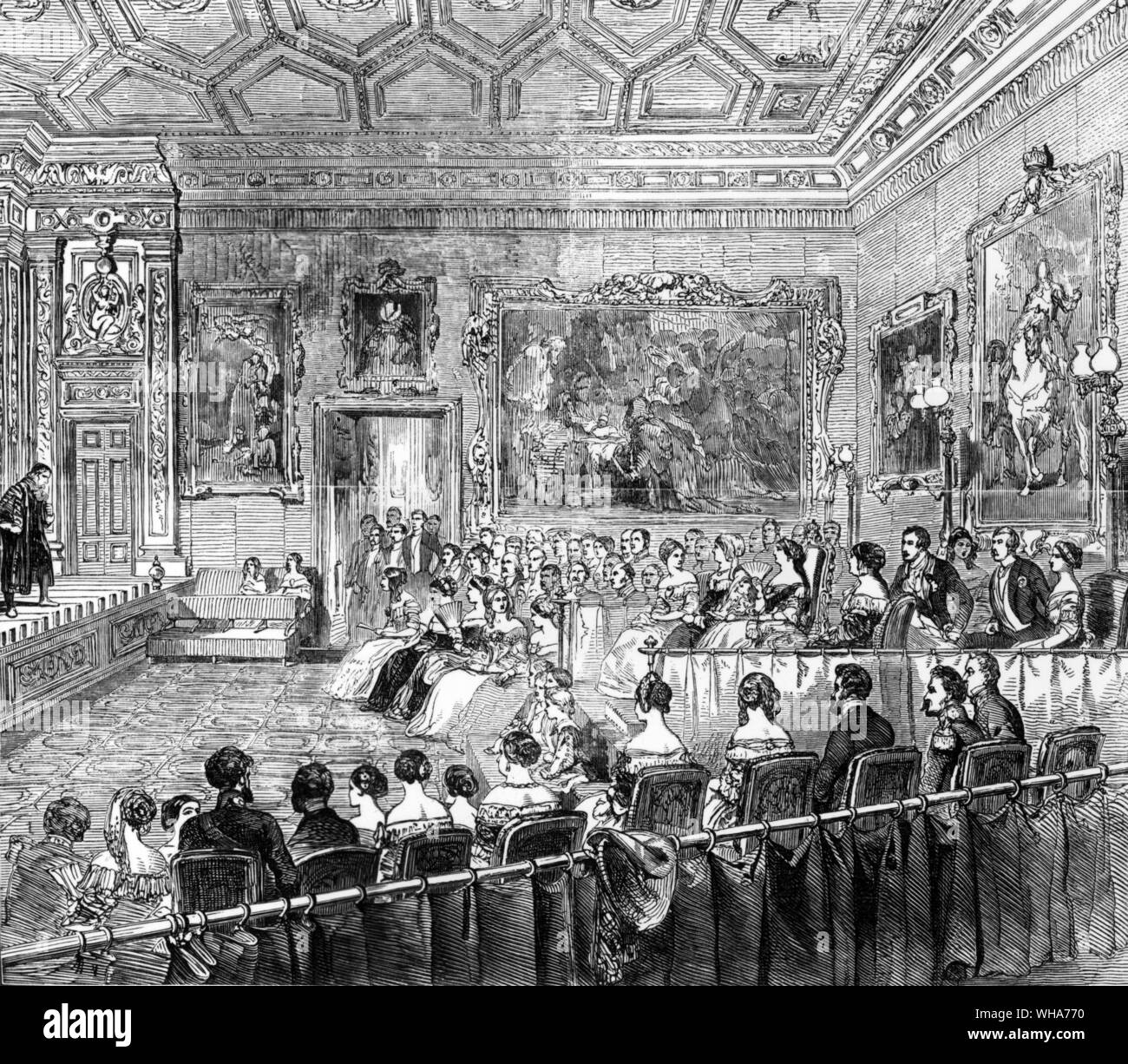 1849 schauspielerische Leistung im Schloss Windsor vor Ihrer Majestät. Queen Victoria Stockfoto