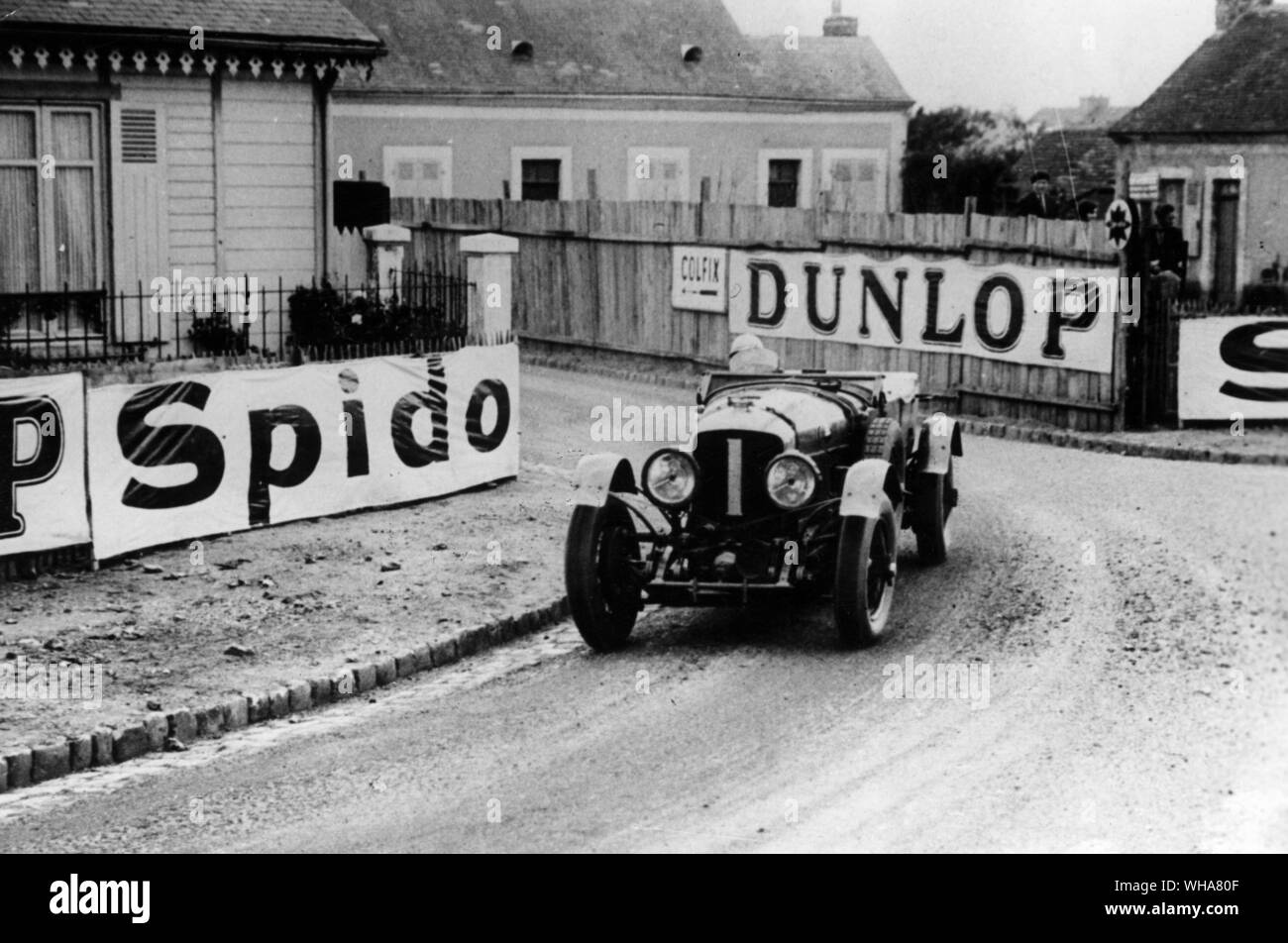 Le Mans 1929. Die gewinnende Speed 6 Bentley alte Nummer 1 bei Pontlieu Stockfoto