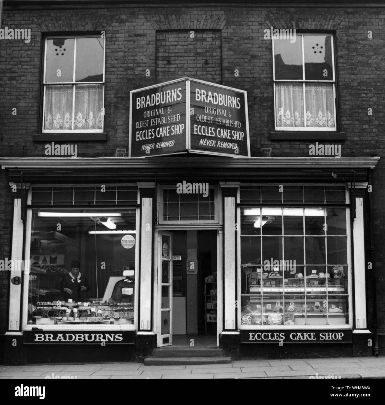 Eccles. Bradburns Cake Shop. Lancashire Stockfoto