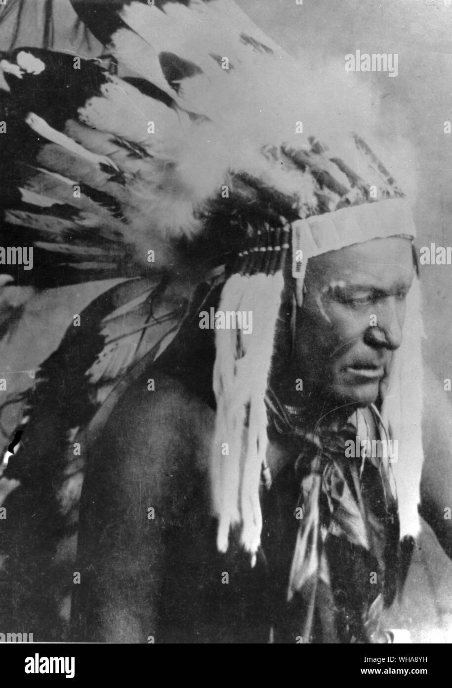Foto vom wilden Pferd. Quohada Comanche Krieg Chief 1870. Fort Sill Stockfoto