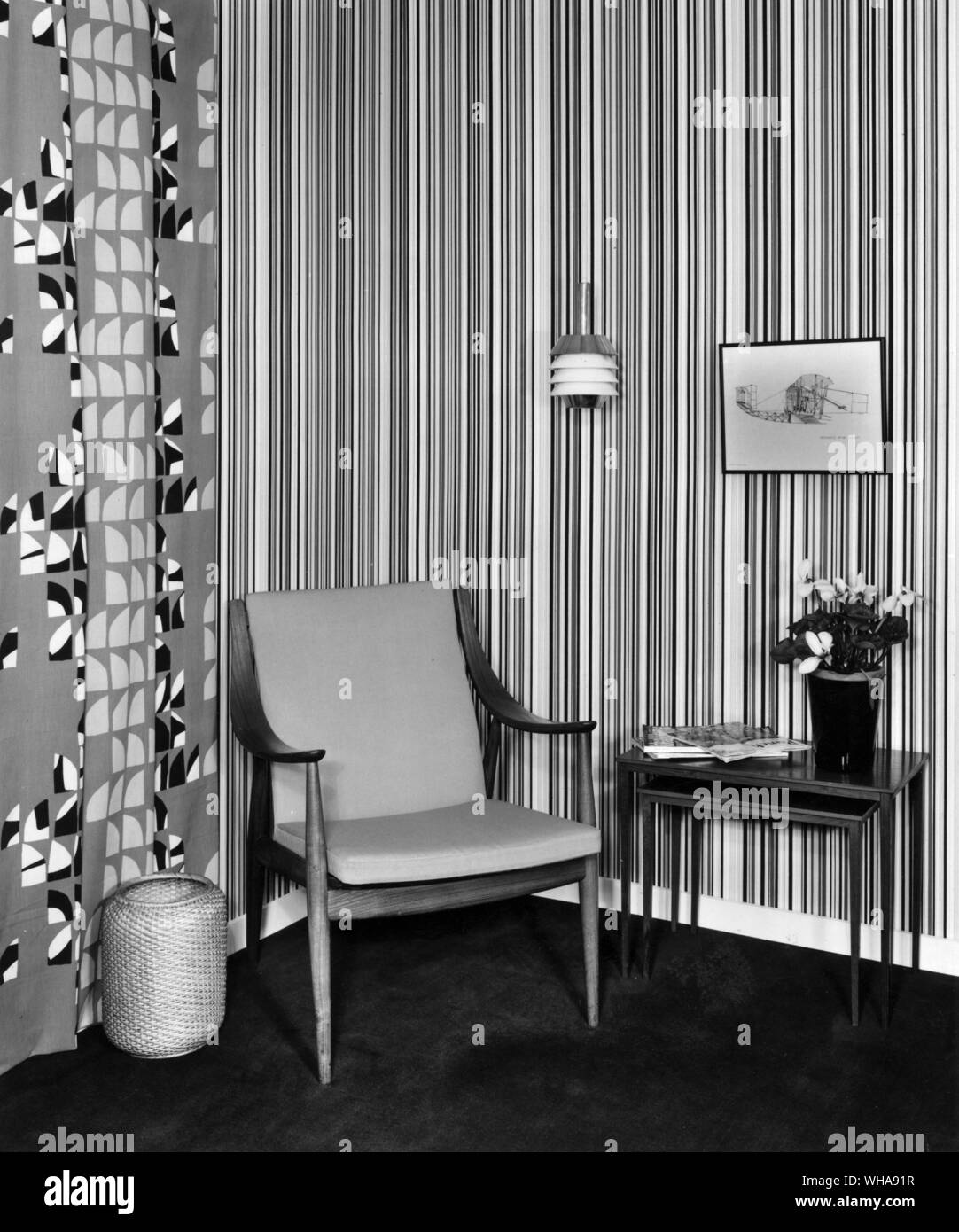1950 Interieur. Wohnzimmer Stockfoto
