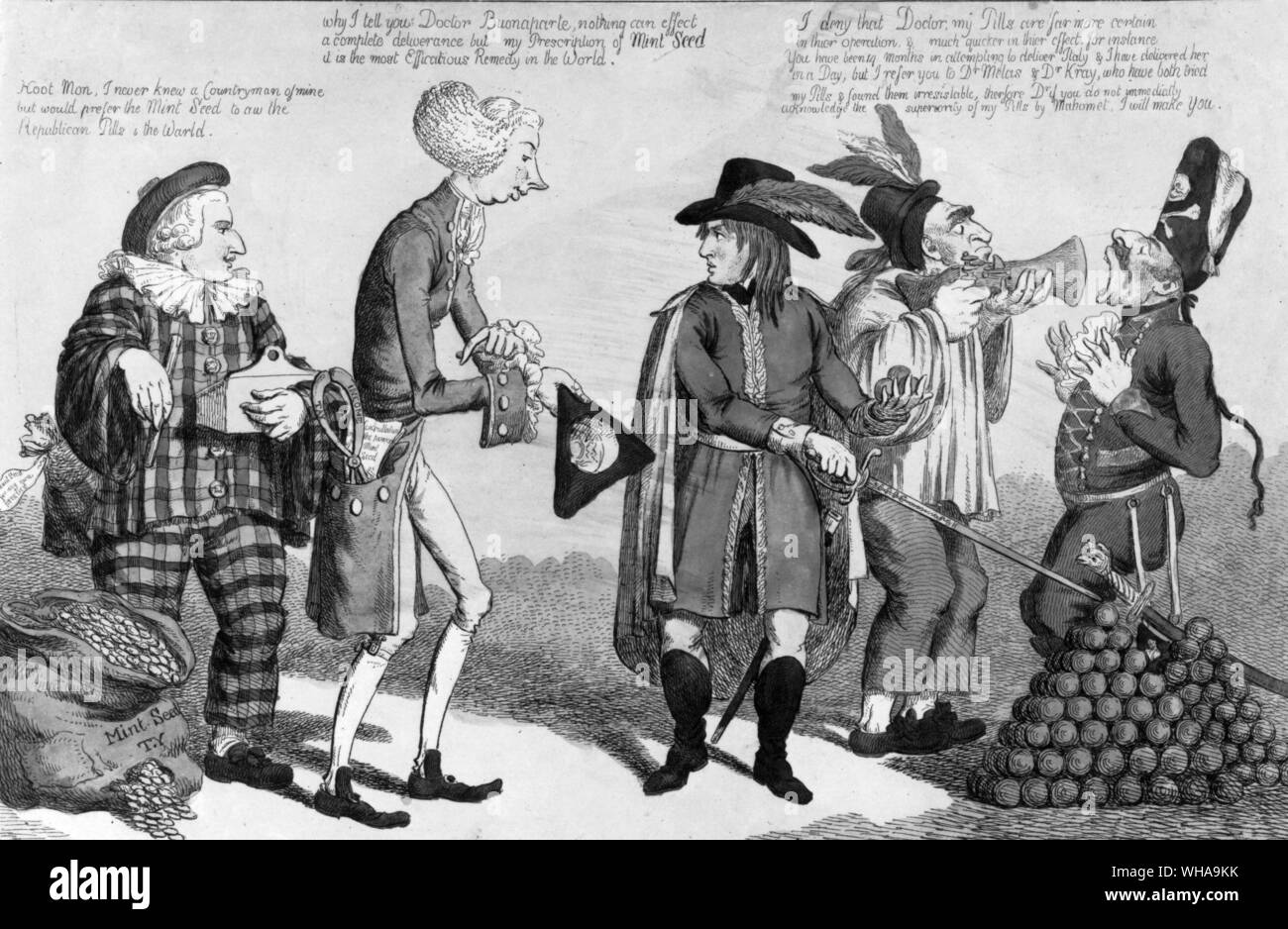 Die rivalisierenden Accouchers oder Wer soll Europa liefern. 10. Juli 1800 Stockfoto