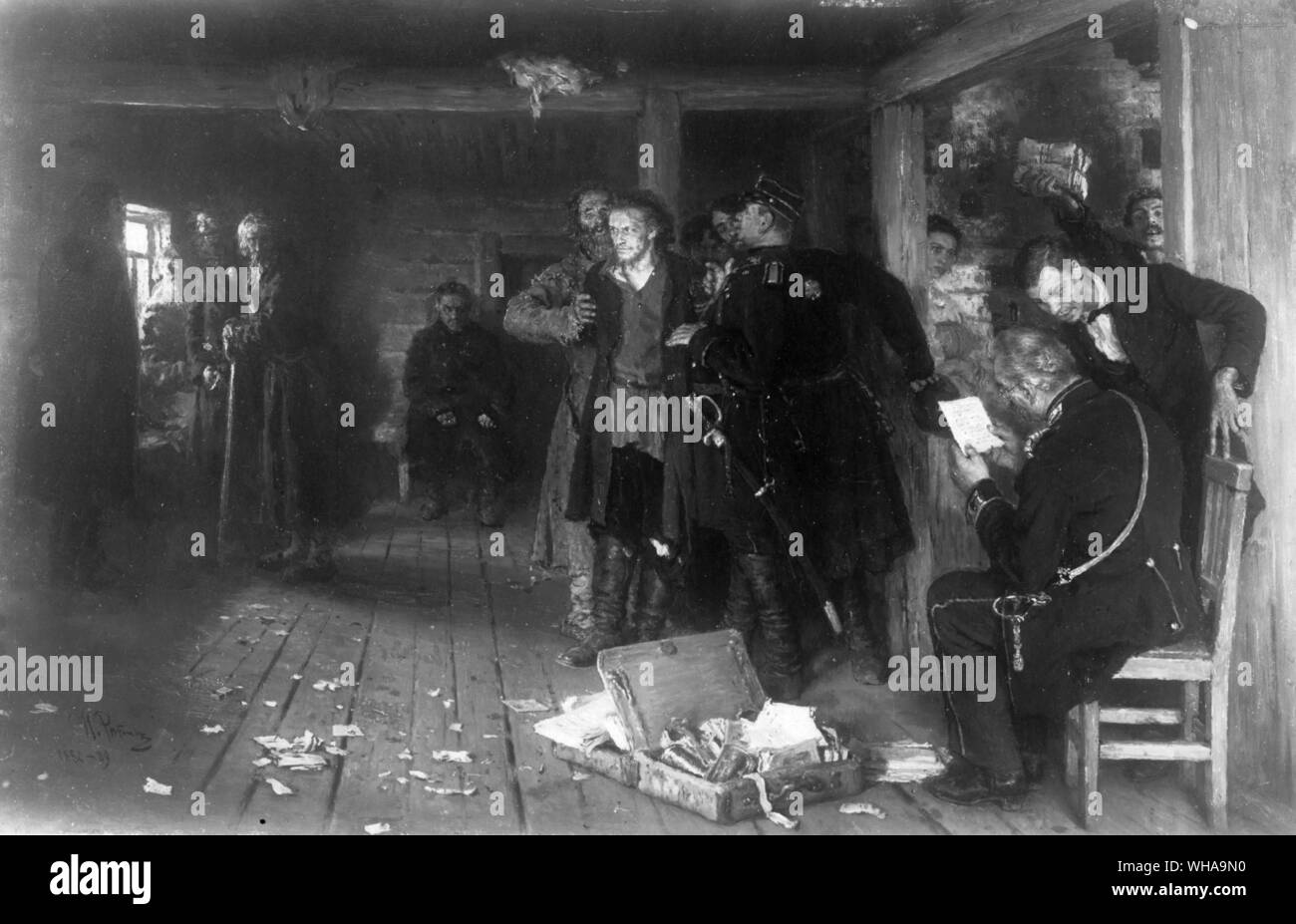 Y Ilya Repin. Die Festnahme eines Propogandist Stockfoto