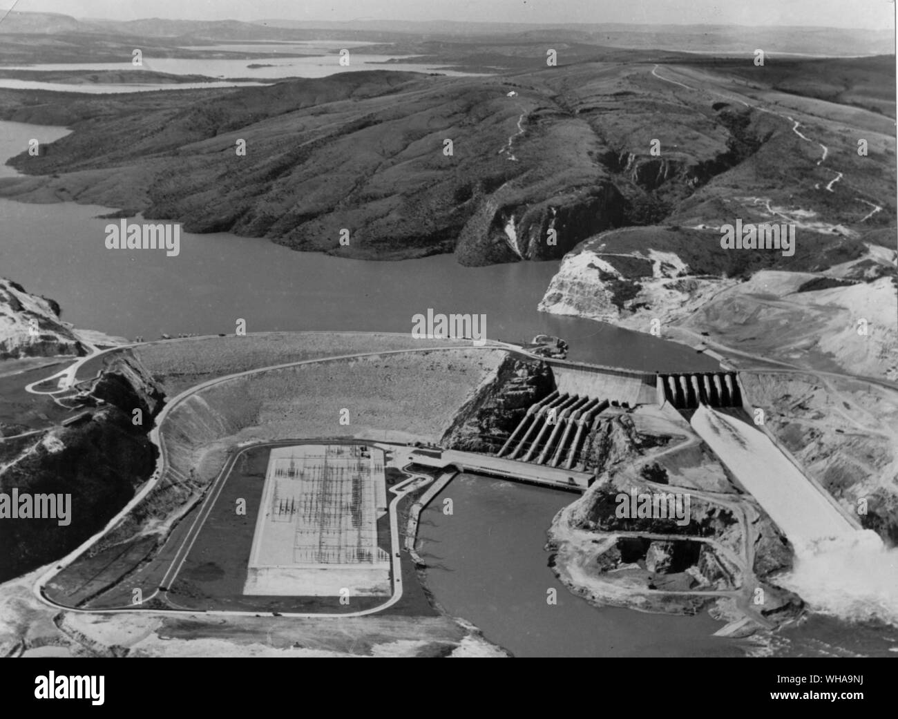 Luftaufnahme der Furnas Hydro Electric scheme in Brasilien. . Stockfoto