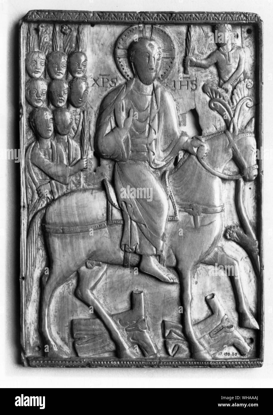 Nord italienischen Elfenbein. 10. - 11. Jahrhundert. Plakette: Die triumphalen Einzug in Jerusalem. Stockfoto