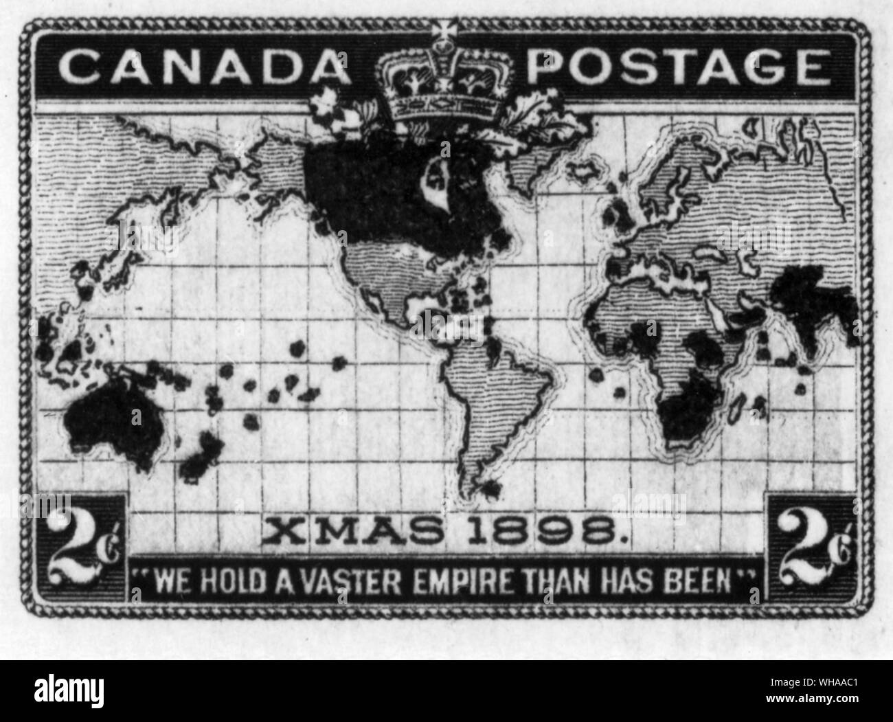 Poster Kanada. Erstes Weihnachten Stempel. 7. Dezember 1898. Stockfoto