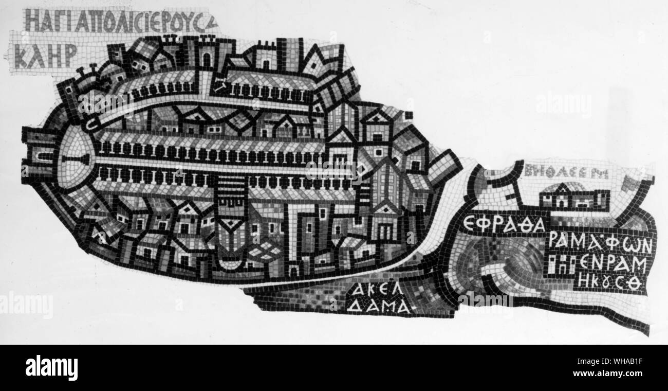 Karte von Jerusalem in Mosaik Stockfoto
