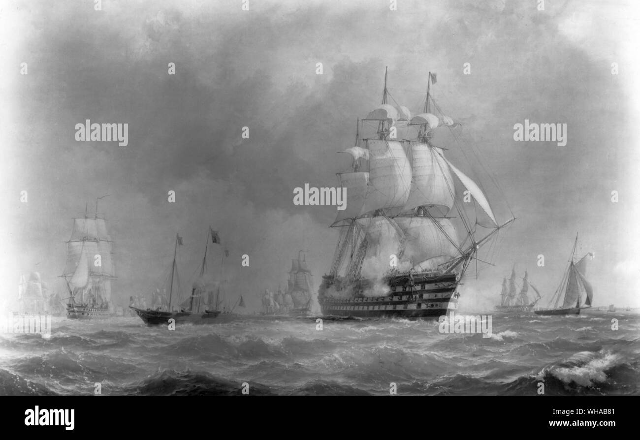 Die Baltische Flotte verlassen Spithead 1854 Stockfoto