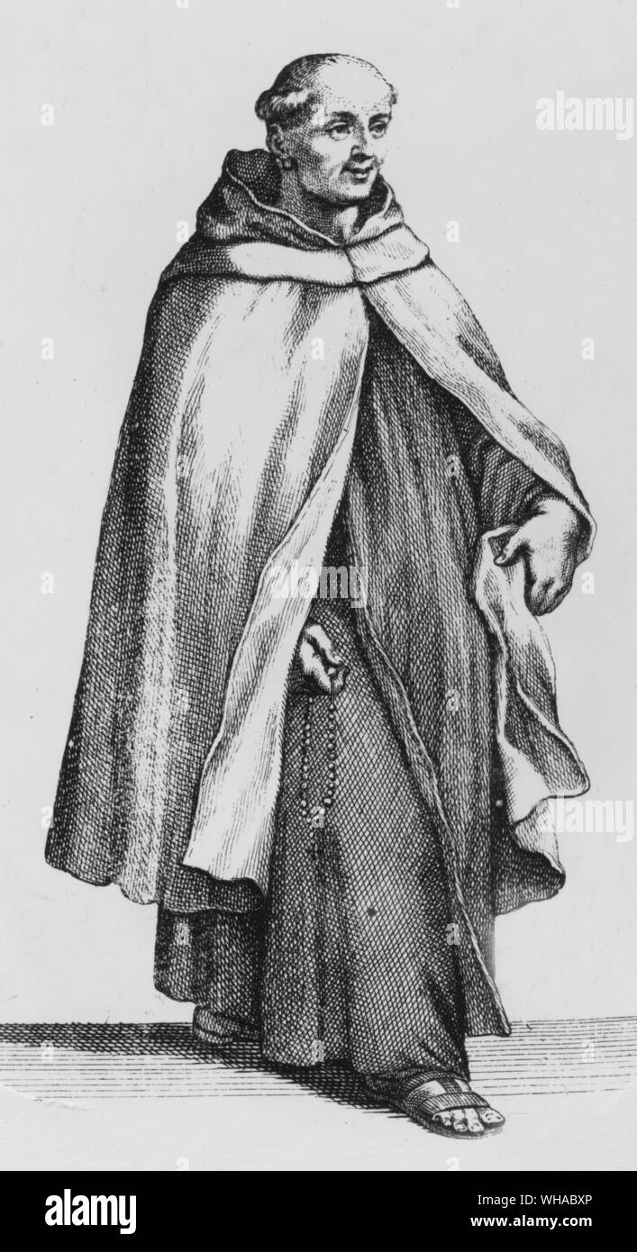 Ein Bruder des discalated Karmeliten, wie der hl. Johannes vom Kreuz reformierte Stockfoto