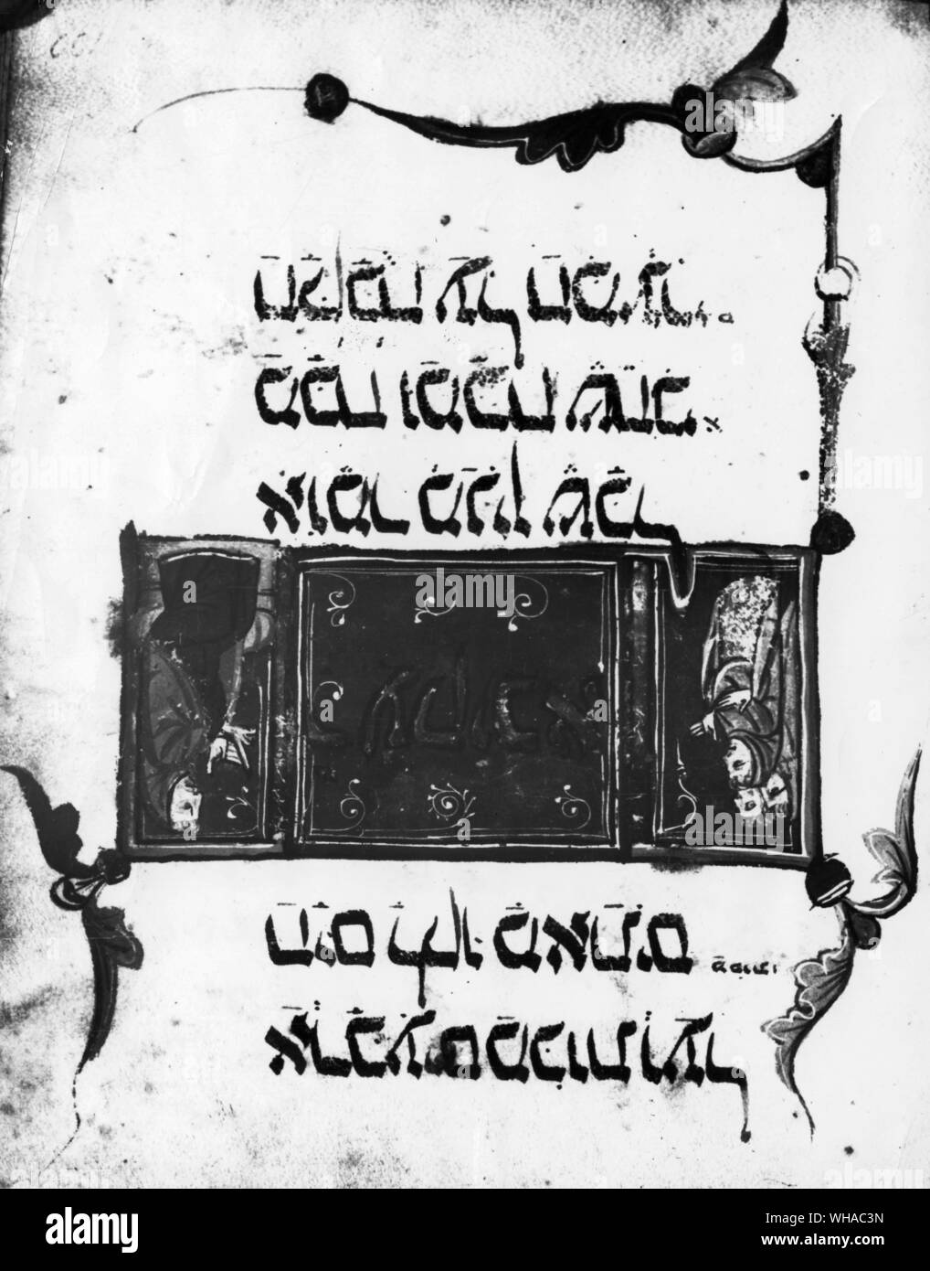 Rabbi Akiva anweisen, seine Schüler. Aus dem 13. Jahrhundert Haggada in der Jüdischen National- und Universitätsbibliothek Stockfoto