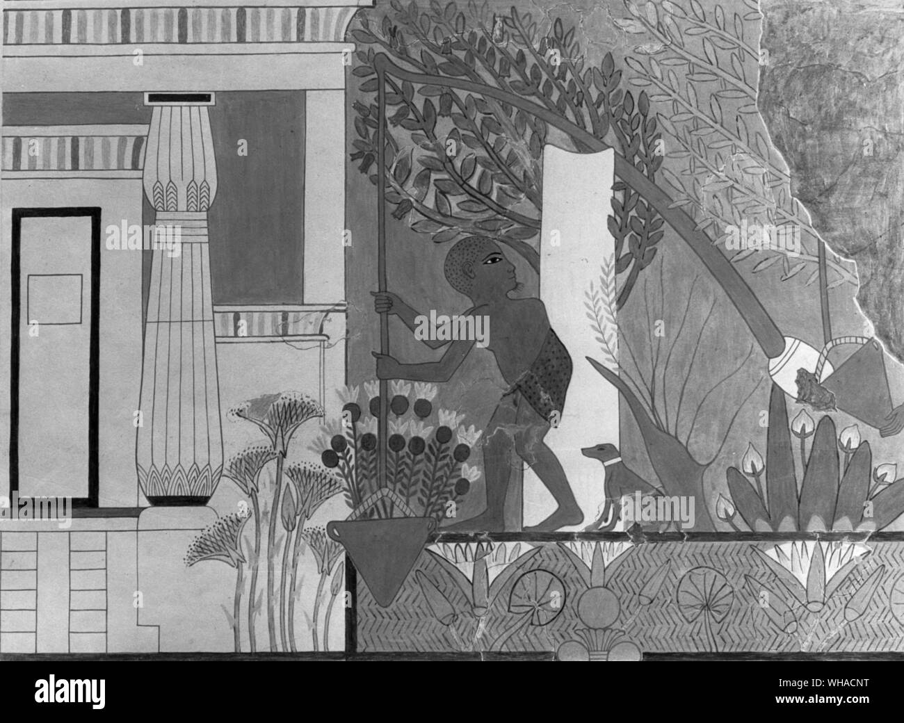 XIX Dynastie c 1250 v. Chr.. Von Theben: Grab von Apuy, Bildhauer. Wandmalerei von apuy von Haus und Garten. Stockfoto