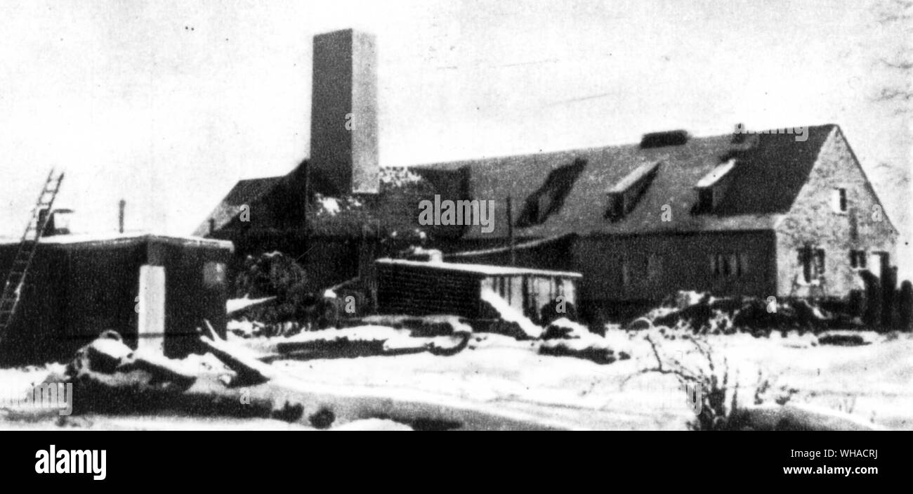 Des Krematoriums II in Birkenau kurz bevor es in Betrieb im Winter 1942 setzen Stockfoto