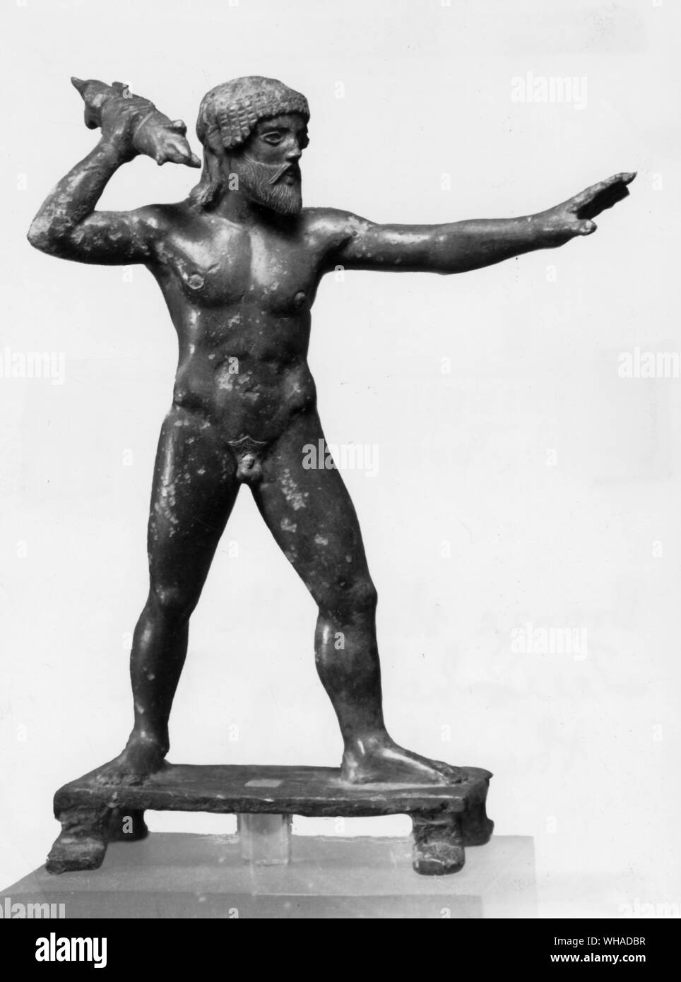 Bronzestatuette des Zeus halten Der thunderbolt Stockfoto