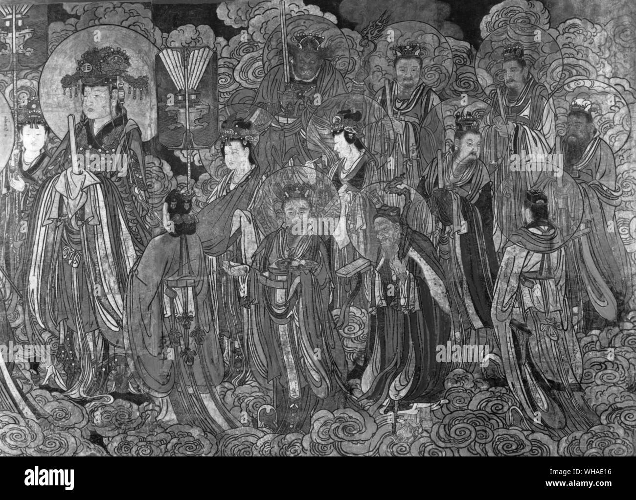 Details Der Herr der Nördlichen Pendelarm Fresko aus der taoistischen Tempel in der südlichen Provinz Shansi China. 14. jahrhundert Stockfoto