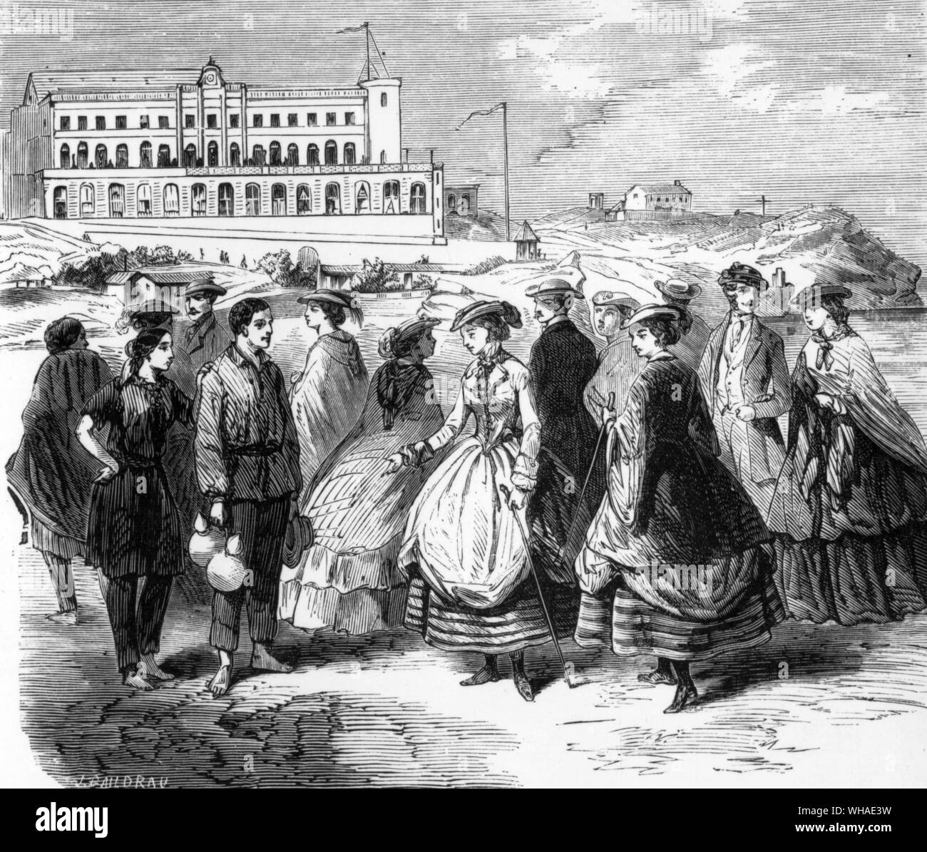 Von L'Abbildung 8. Oktober 1859. Kostüme der Badenden im Resort von Biarritz Stockfoto