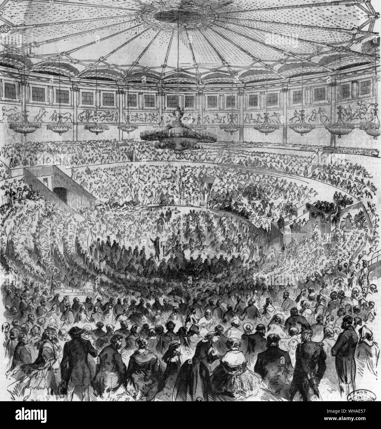 Die Leistung von l'Orpheon im Cirque Napoleon. Paris, 10. Juni 1855 Von der Zeichnung von Renaud Stockfoto