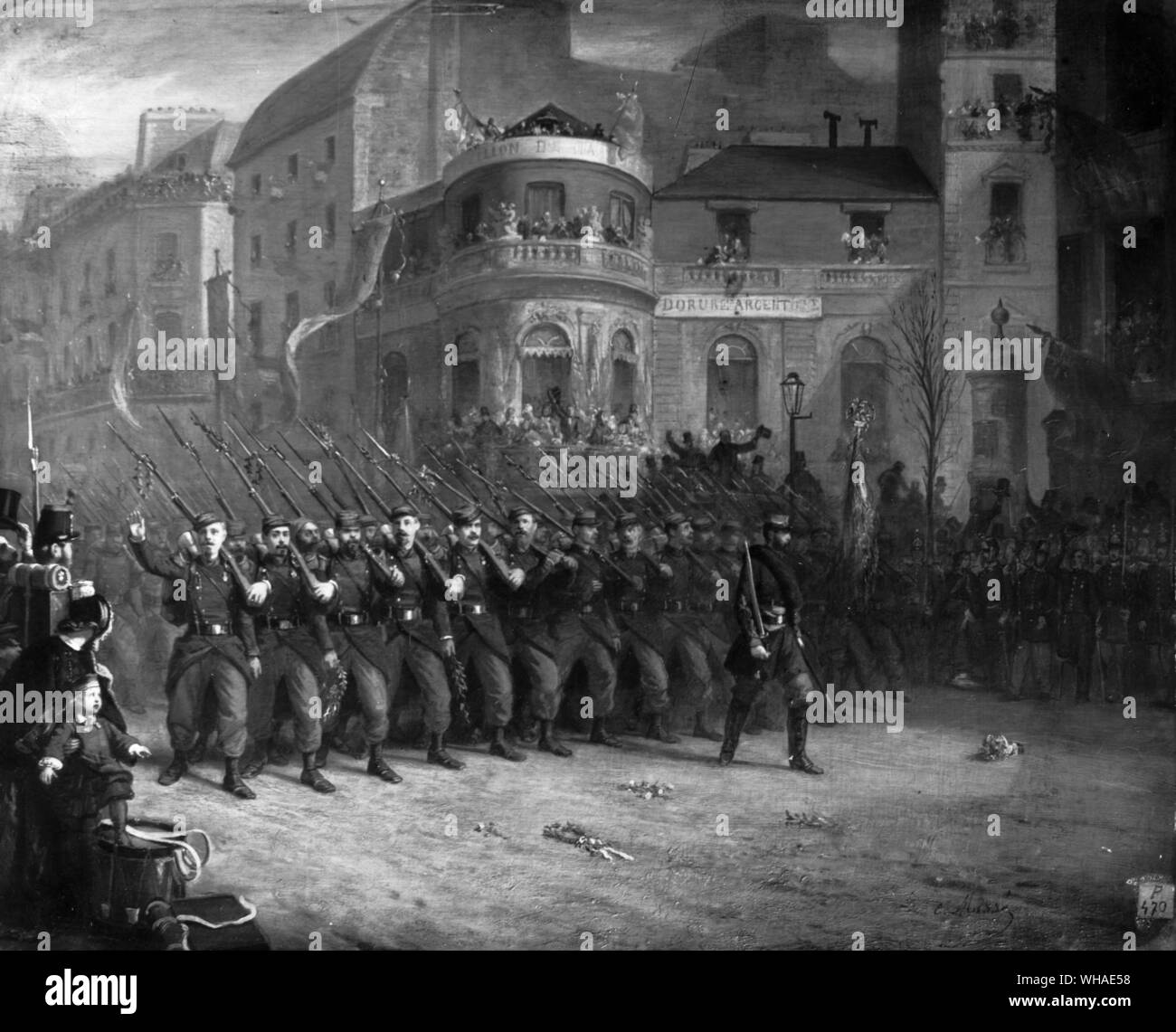 Die Rückkehr der Truppen nach Paris aus der Krim 1858 durch Masse Stockfoto