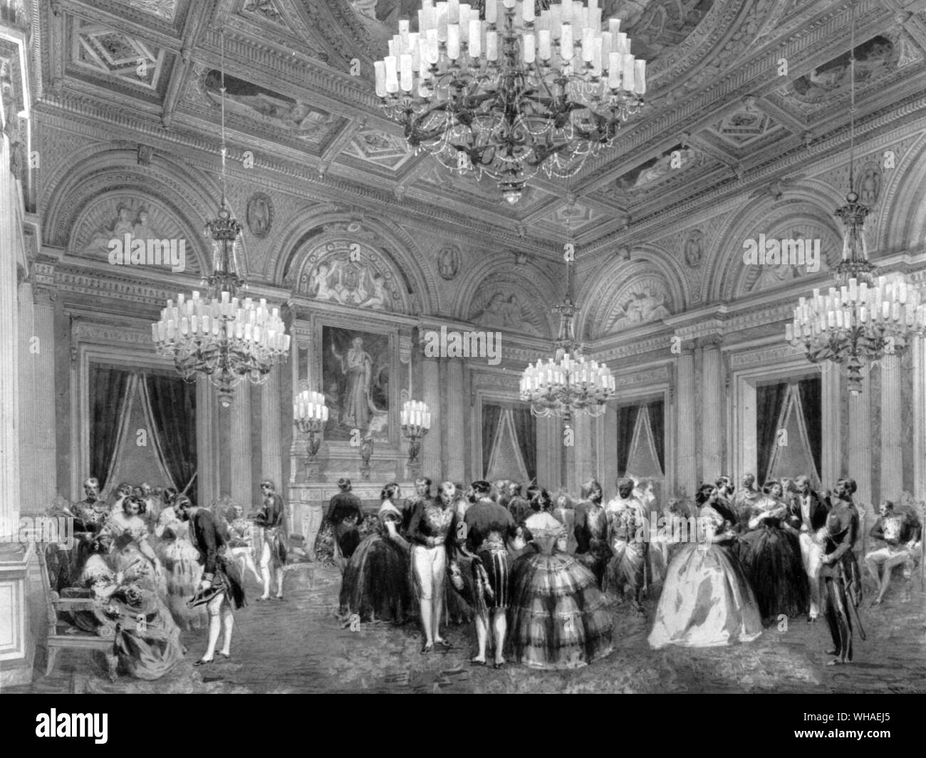 Salon d'Empereur Hotel de Ville 1855 Paris von lebouteux und Würmer. Stockfoto