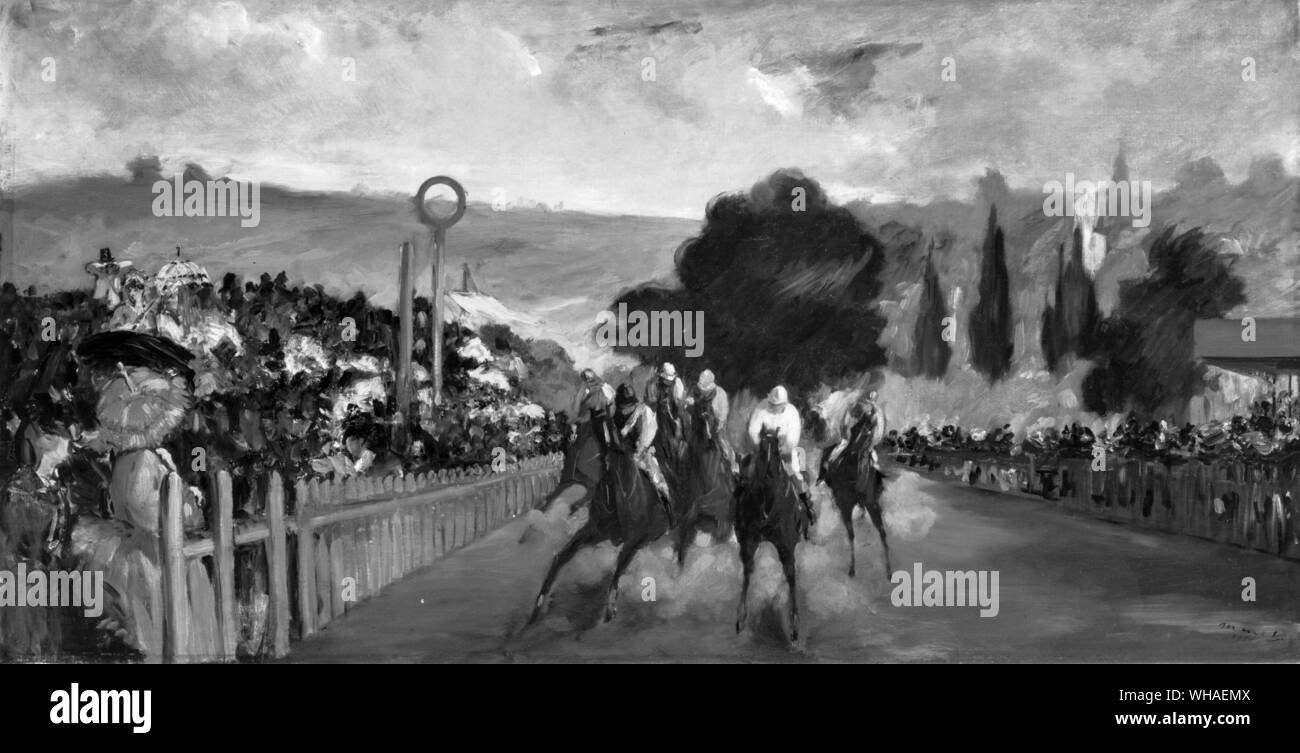 Die Rennen in Longchamp Paris. von Edourad Manet. 1832-1883 Stockfoto
