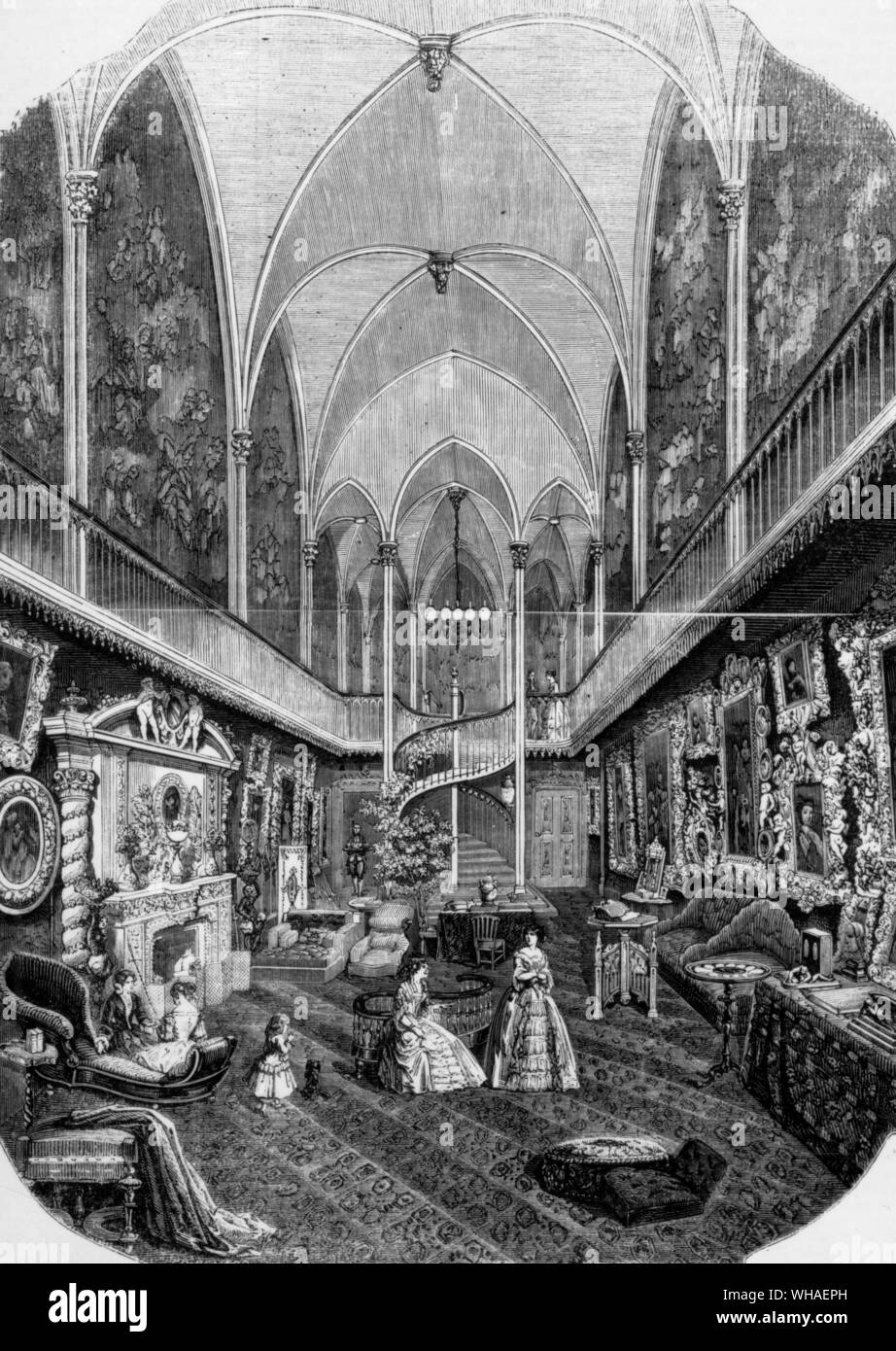 Von L'Illustration, 8. Mai 1852. Modernes Interieur, der Salon im Hotel von Mme de M in Paris 1852. Von Renard et Valentin gezeichnet Stockfoto