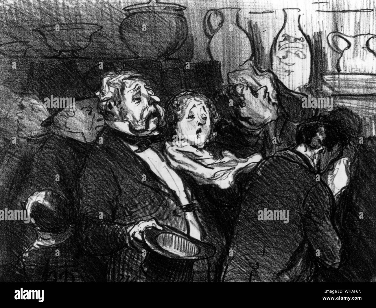 Karikatur Auf der Pariser Ausstellung Karikatur von Honoré Daumier. Von Le Charivari 24. Mai 1855 Stockfoto