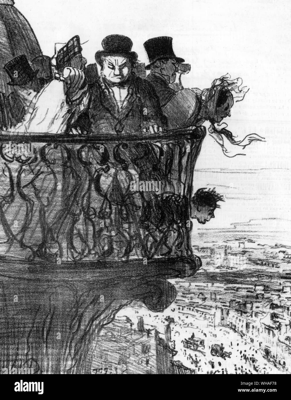 Warten auf die Eröffnung der Pariser Weltausstellung von 1855 eine Karikatur von Honoré Daumier. Von Le Charivari 15. Mai 1855 Stockfoto