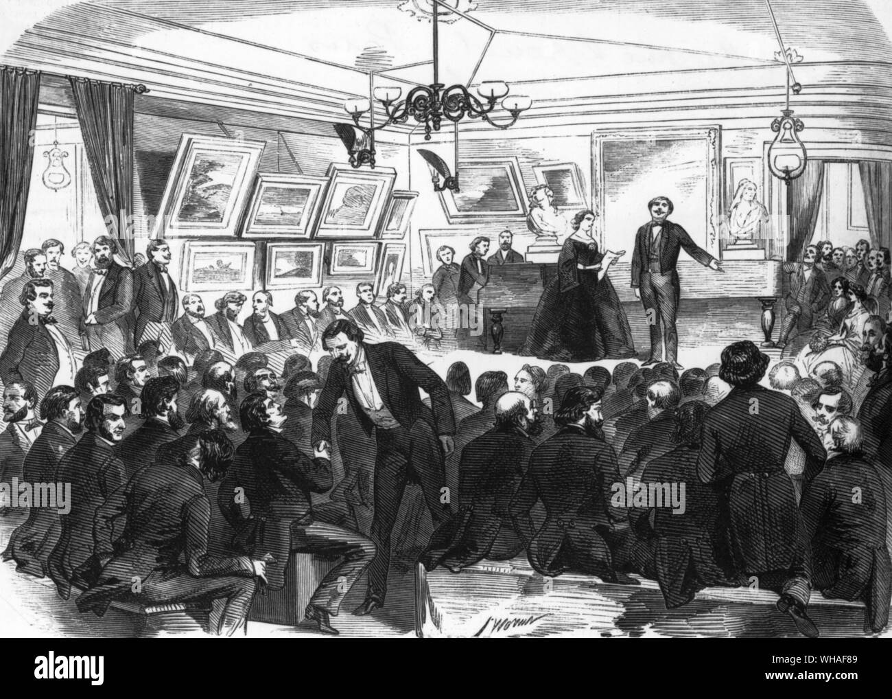 Von L'Abbildung 9. April 1859. Eine musikalische Soiree am Künstler Club in der Rue Drouot Stockfoto
