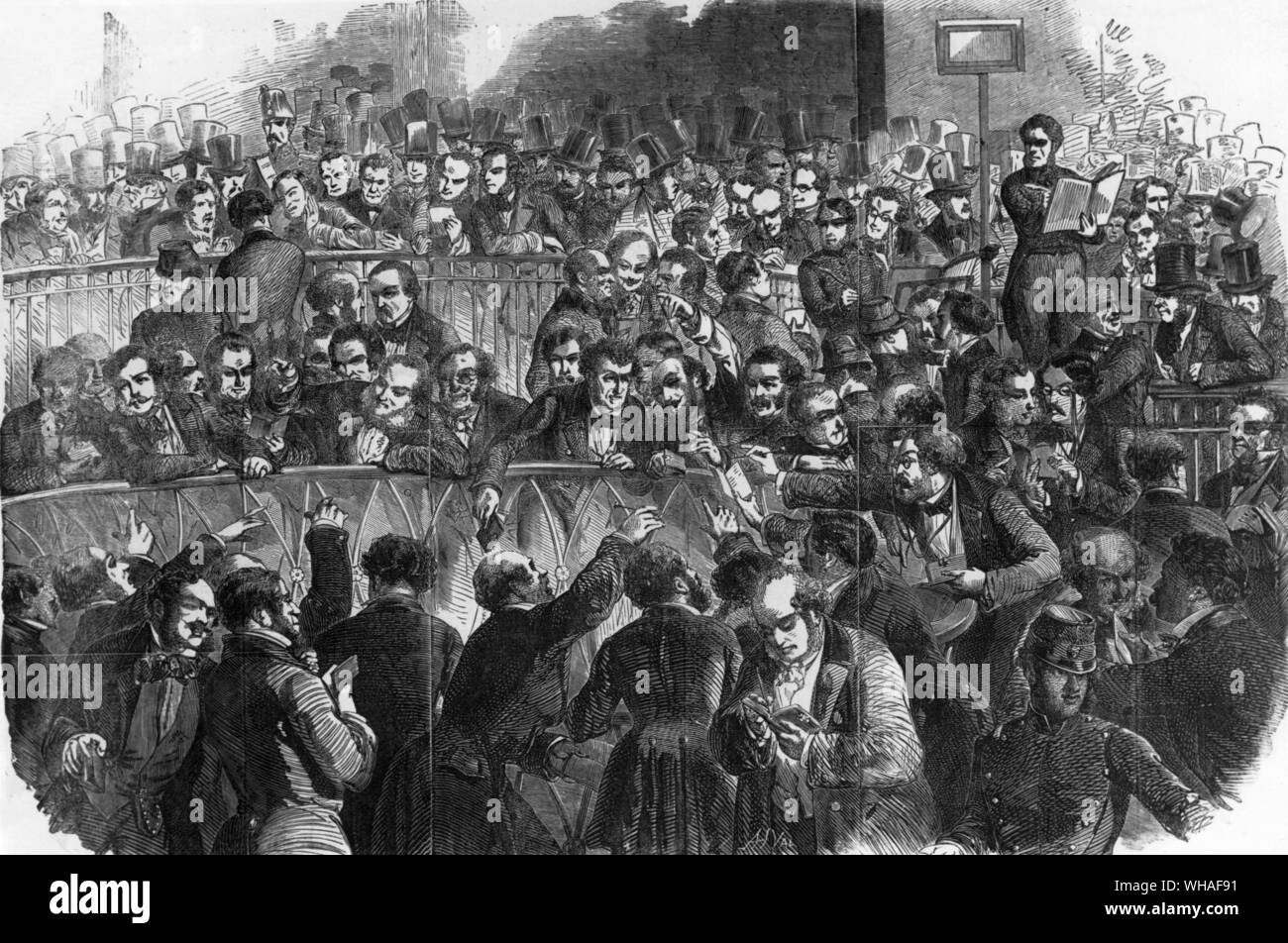 Der Pariser Börse spekuliert für den Aufstieg. 17. Juni 1854 Stockfoto