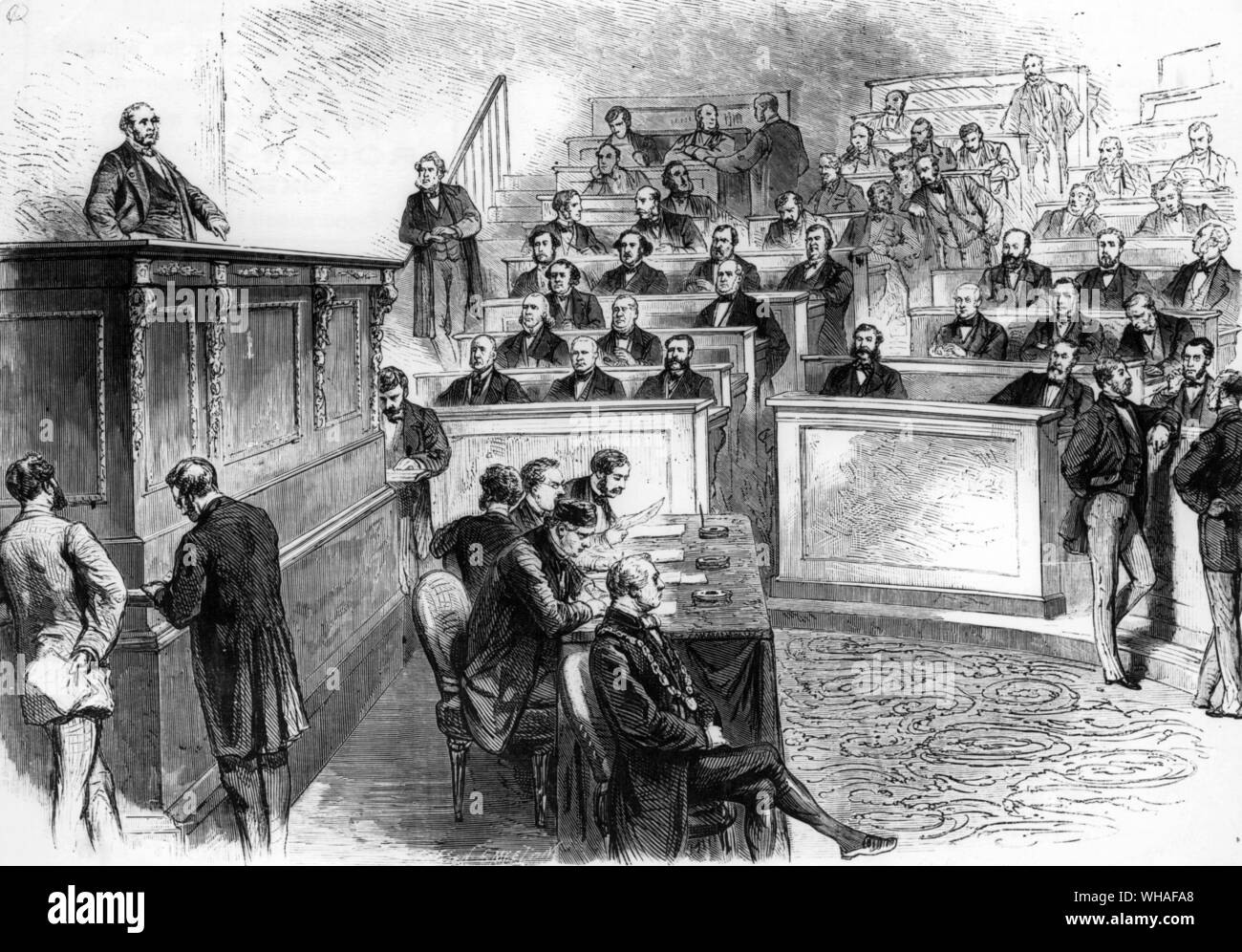 Rouher a La Tribune du corps legislatif prononce Sohn Discours sur la nouvelle loi de la Presse. . 4. Februar 1868 Stockfoto