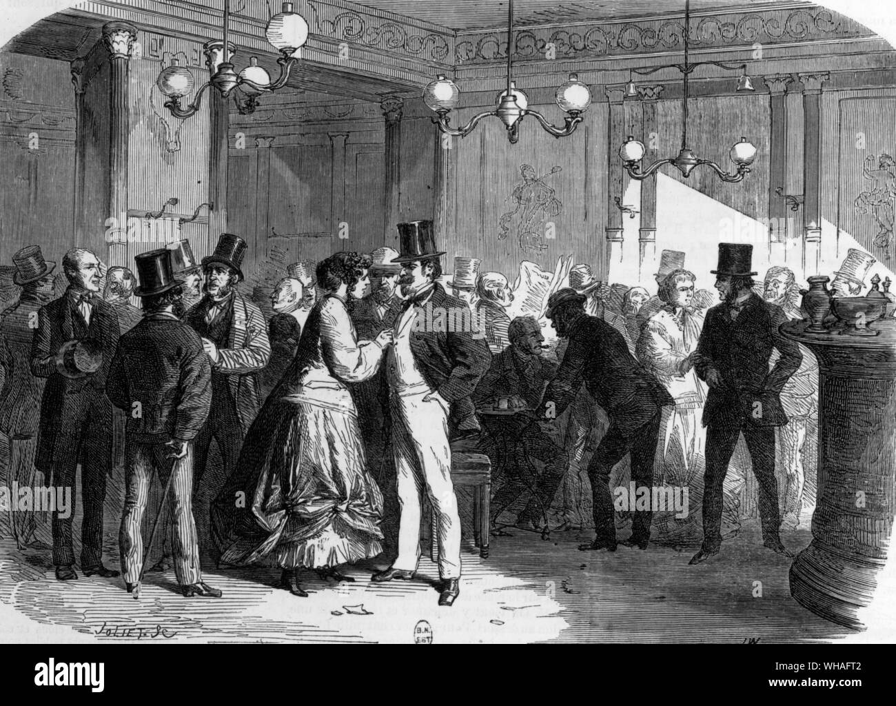 Spekulanten in einem Cafe in der Zeit der Bourse in Paris 1866 Stockfoto