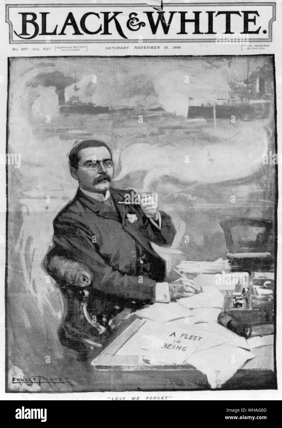 Kipling träumen von der Marine. Die 2 Besuche machte er den Channel Squadron 1898 wurden geschrieben und veröffentlicht, dass der Herbst als Flotte im Sein Stockfoto