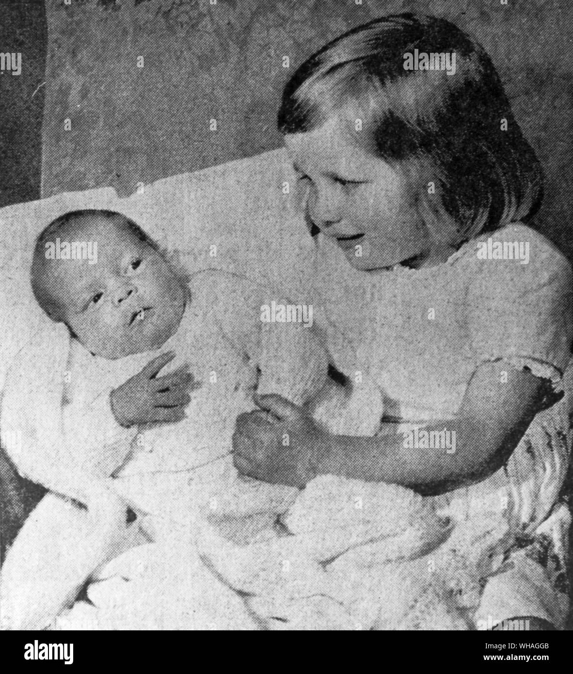 Lady Diana Spencer, mit ihrem Baby Bruder Stockfoto