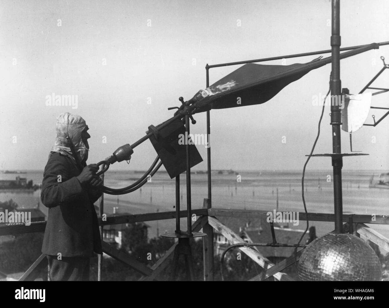 Sheerophone für die Erkennung von herannahenden feindlichen Flugzeugen verwendet werden. Venedig Stockfoto