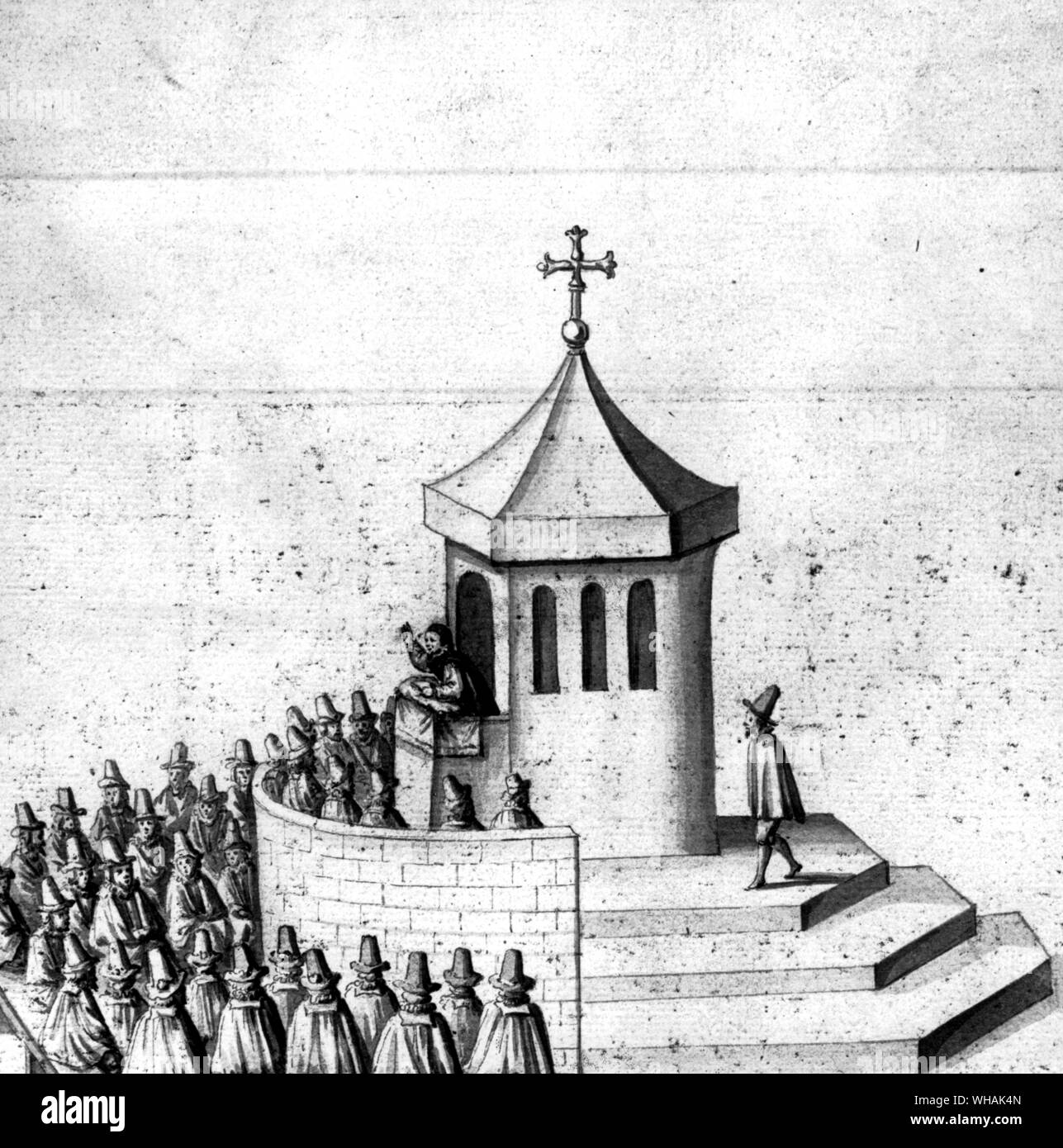 Aus meiner Sammlung von Drucken und Zeichnungen, die sich auf die City of London und Westminster von Samuel Pepys 1700. Predigt bei Paul's Cross Stockfoto