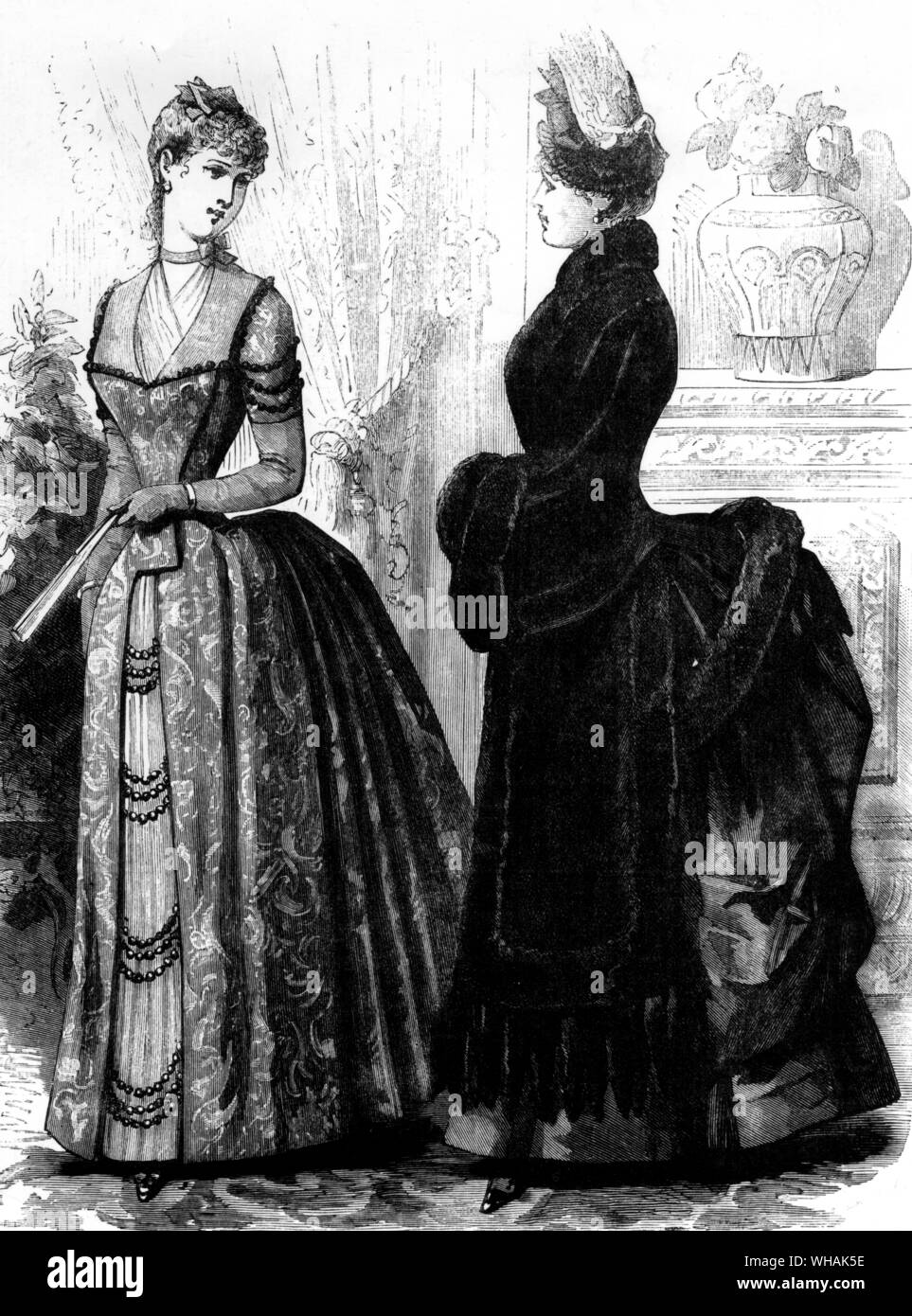 27. Februar 1886. Die Königin. Abendessen und Outdoor Kostüme Stockfoto