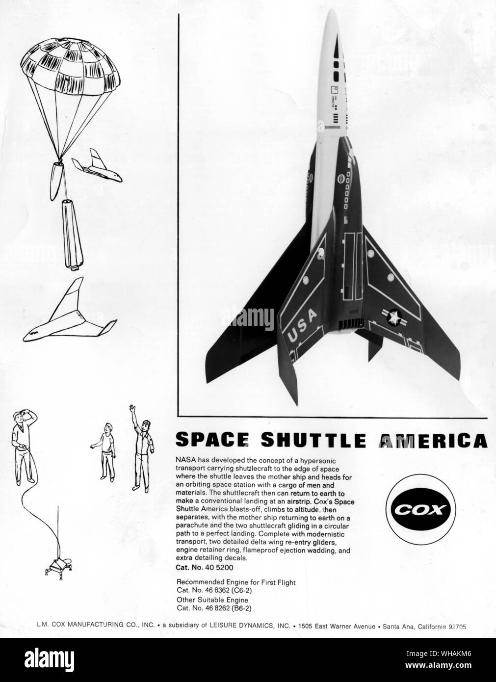 Ein Modell einer bemannten wieder verwendbar ist, Fahrzeug, das für eine Vielzahl von Missionen in der Erdumlaufbahn verwendet werden soll, ist hier dargestellt. Space Shuttle America Stockfoto