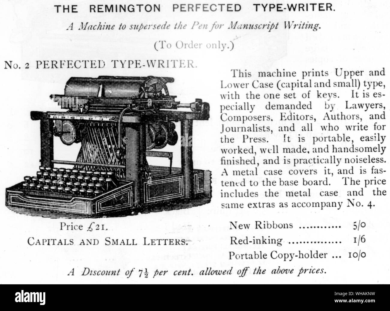 Die Remington Schreibmaschine perfektioniert Stockfoto