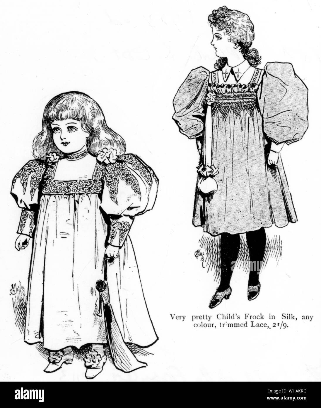 Harrod's Stores 1895. Unterwäsche und Baby Bettwäsche. Kinder Kostüme und Mäntel. Stockfoto