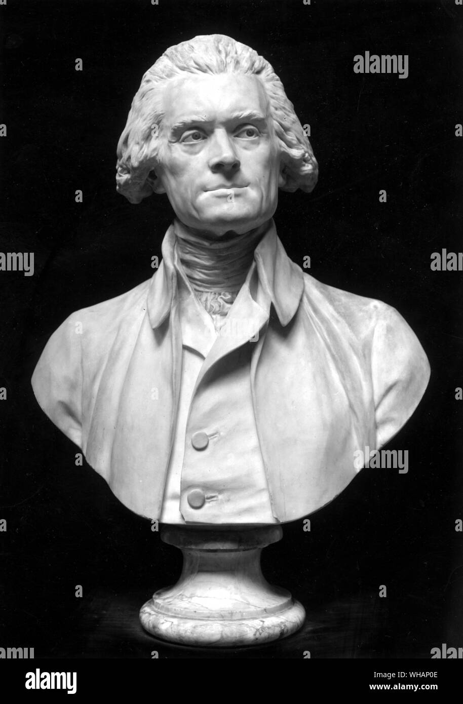 Büste von Thomas Jefferson aus Marmor. Jean Antoine Houdon. Französisch 18. Stockfoto