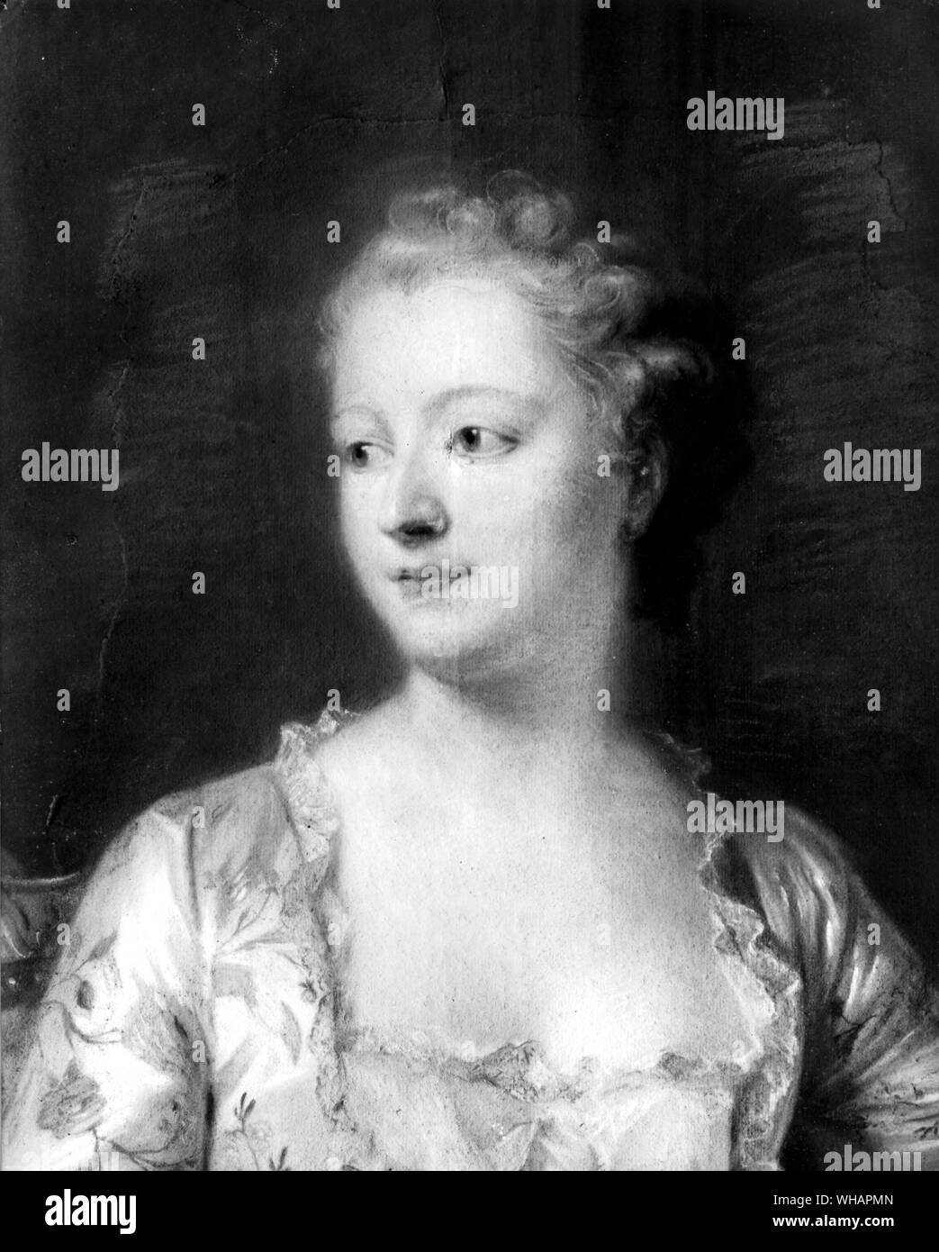 Mme de Pompadour von Maurice Quentin De La Tour. Pastellfarben, Fragment der Malerei Stockfoto
