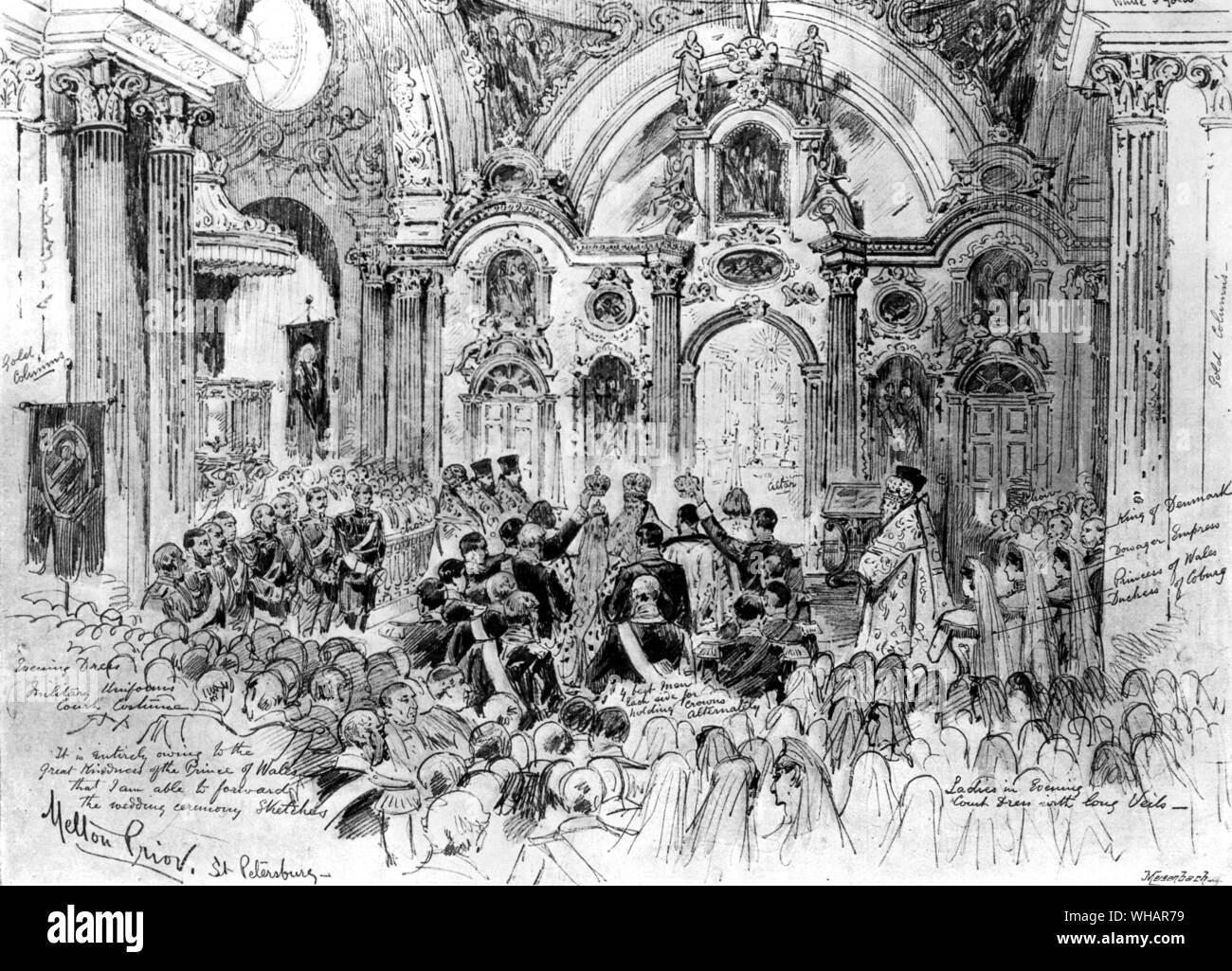 Blick auf die Hochzeit von Alexandra Feodorowna und Nikolaus II. 1894 Stockfoto