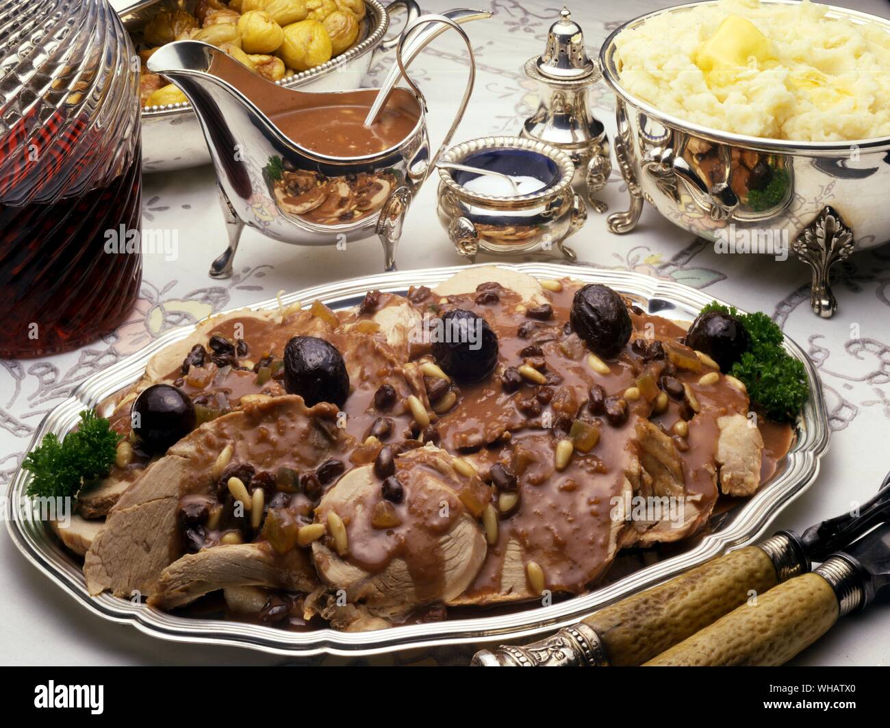 Italienische Küche von Robin Howe. . Cinghiale In Agrodolce.. Wildschwein in einem Sweet-Sour-Sauce. Stockfoto