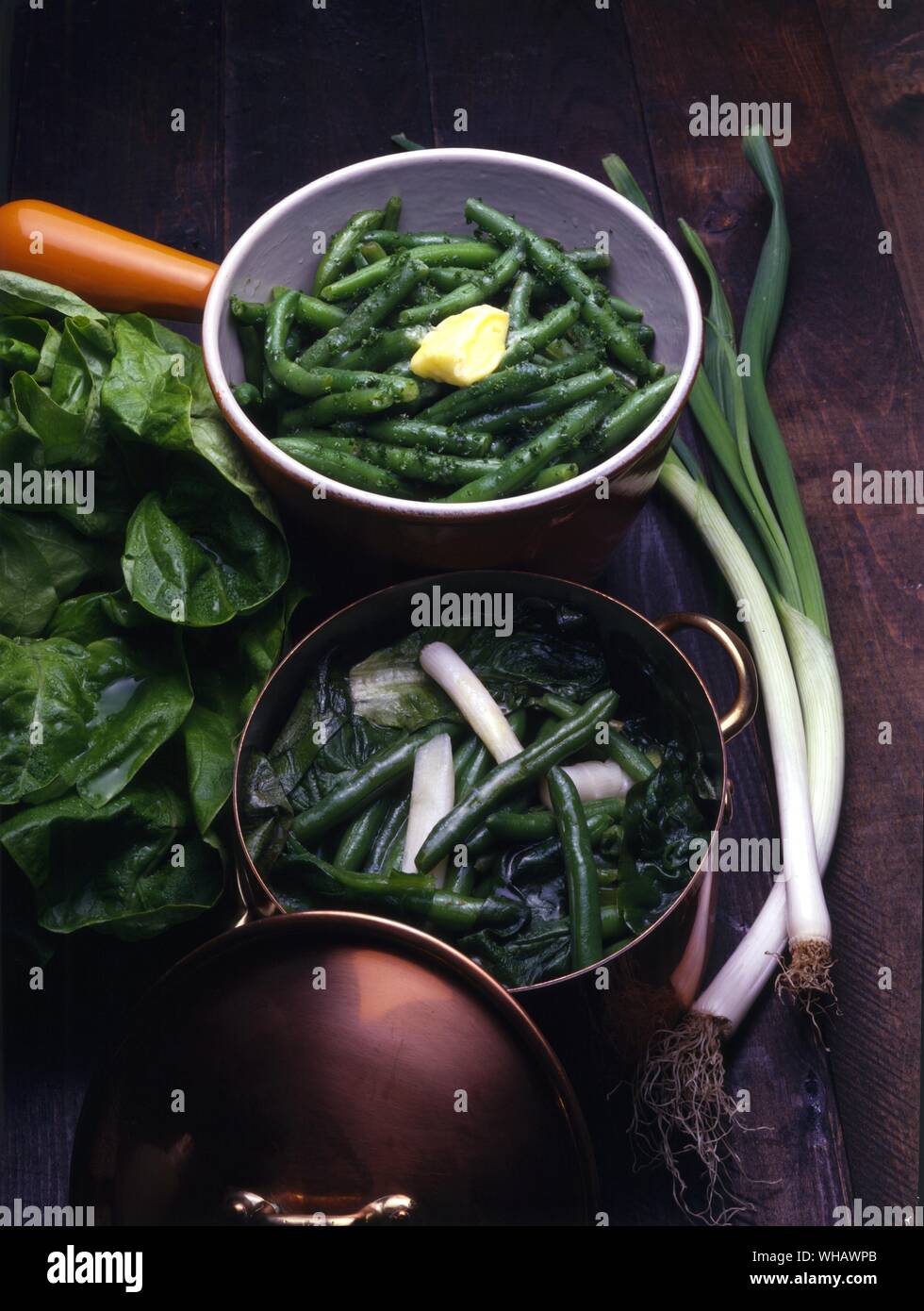 Haricots Verts à la francaise. Haricots Verts au Beurre. Bohnen in Butter Stockfoto